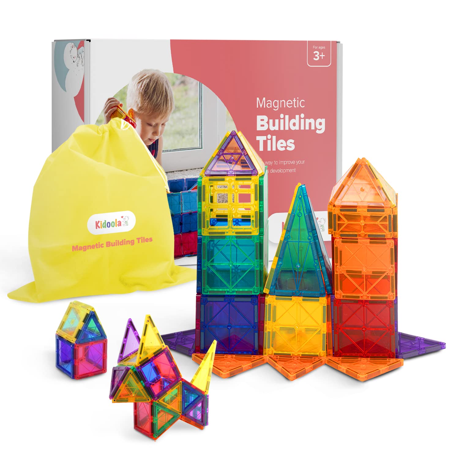 kidoola 53pc Magnetic Building Block Set - Educational STEM Toy for Kids 3+ 1
