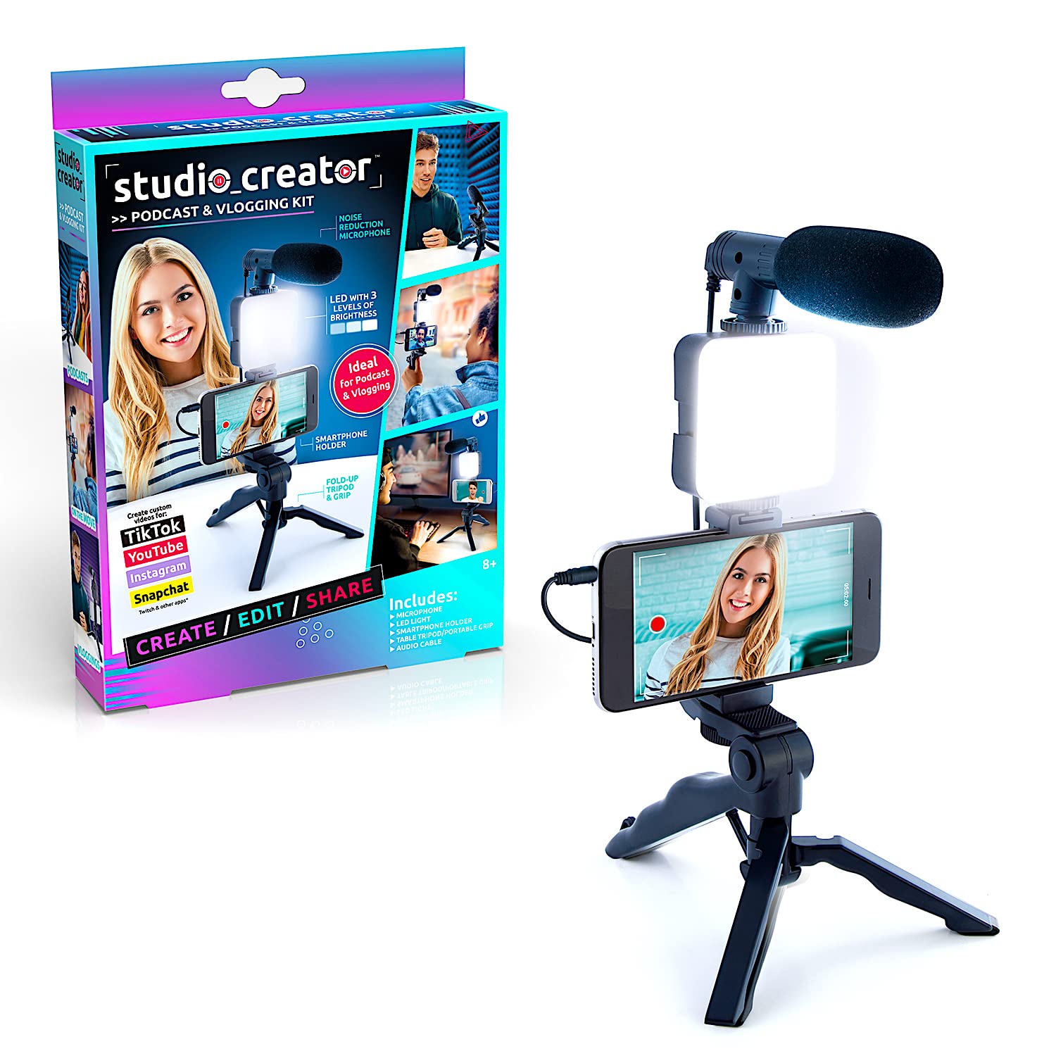 Canal Toys Studio Creator INF 033 Podcast and Vlogging Kit | LED Light, Mic, Tripod | Ages 8+
