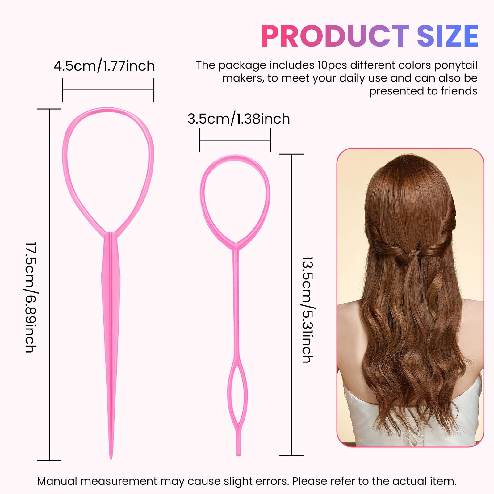 Muexoee Hair Tool Set - 10-Piece Ponytail & Braid Pull Through System | Multi-Color 5