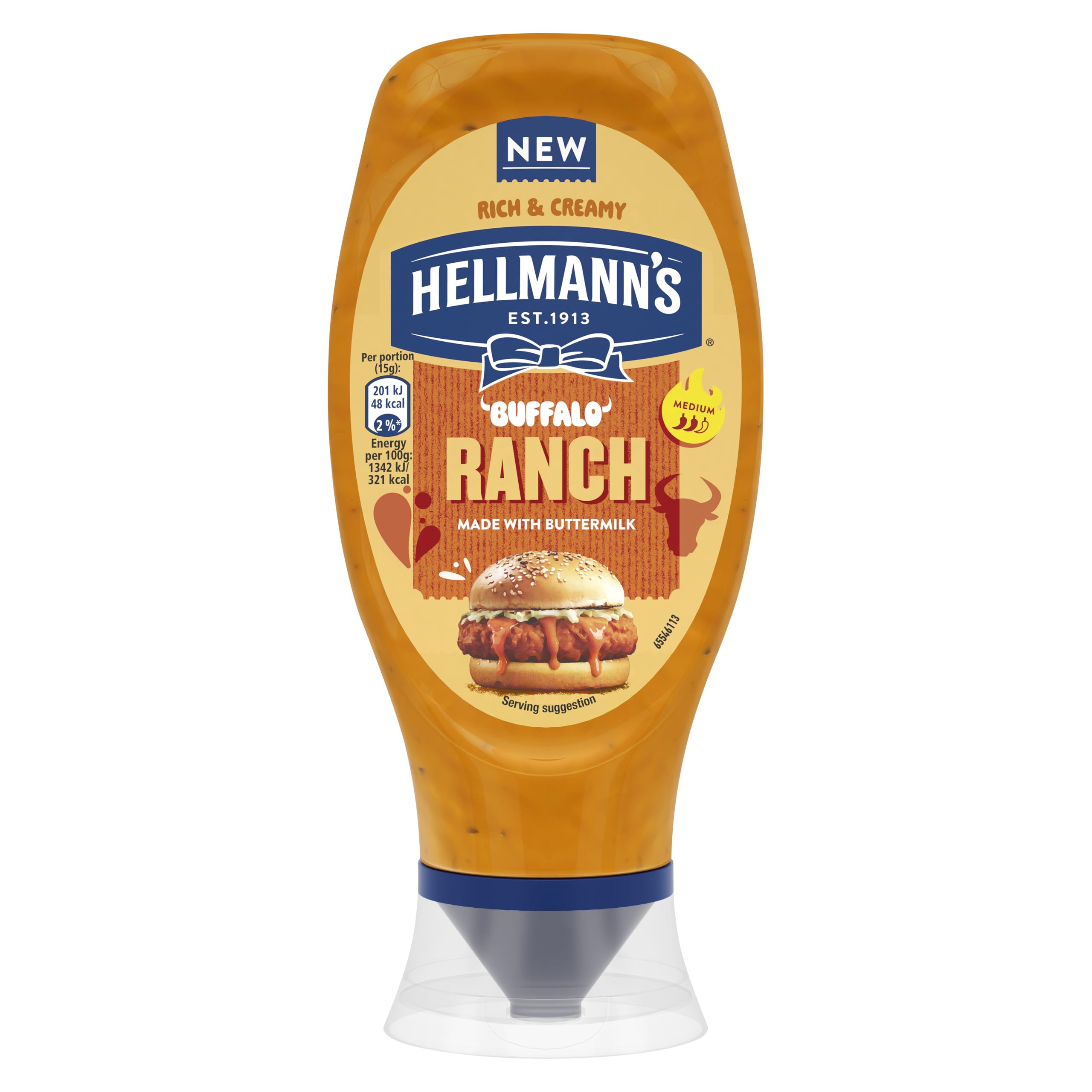 Hellmann's Buffalo Ranch Sauce with Buttermilk & Chillies | Medium Spicy | Vegetarian Suitable