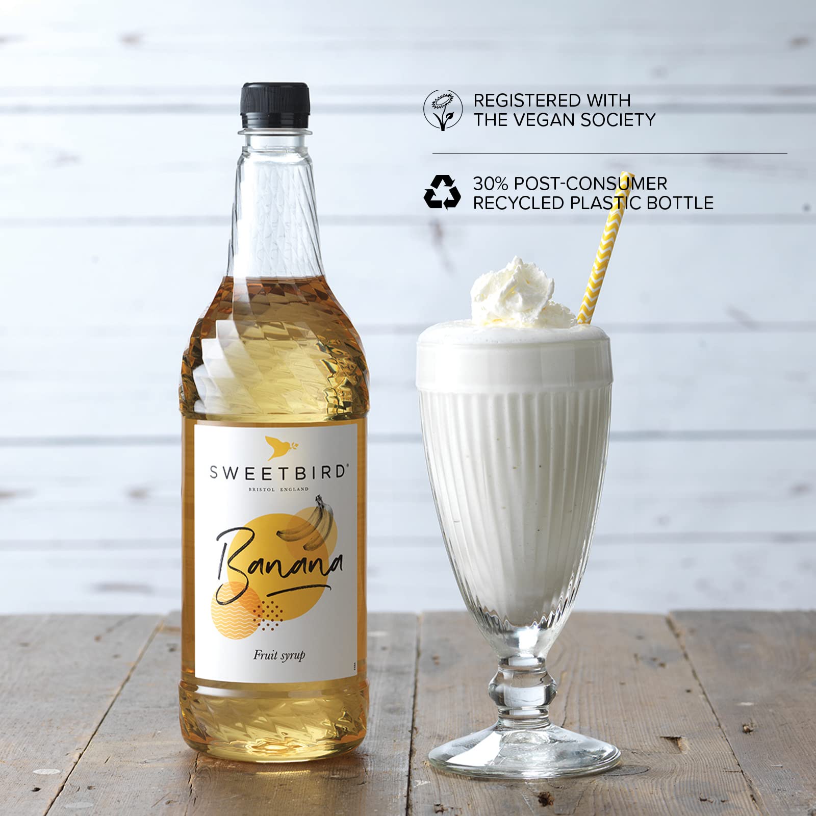 Sweetbird Banana Syrup - Tropical Flavour | 1 Litre Bottle | Vegan Friendly 3