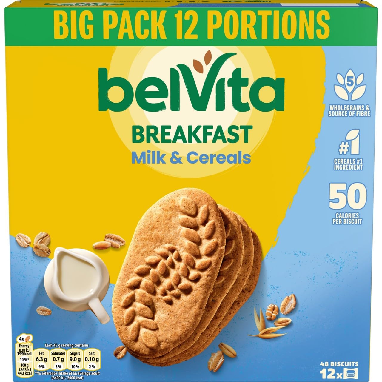 Belvita Breakfast Biscuits Milk & Cereals, a Source of Fibre, 12 x 45 g Bis 3
