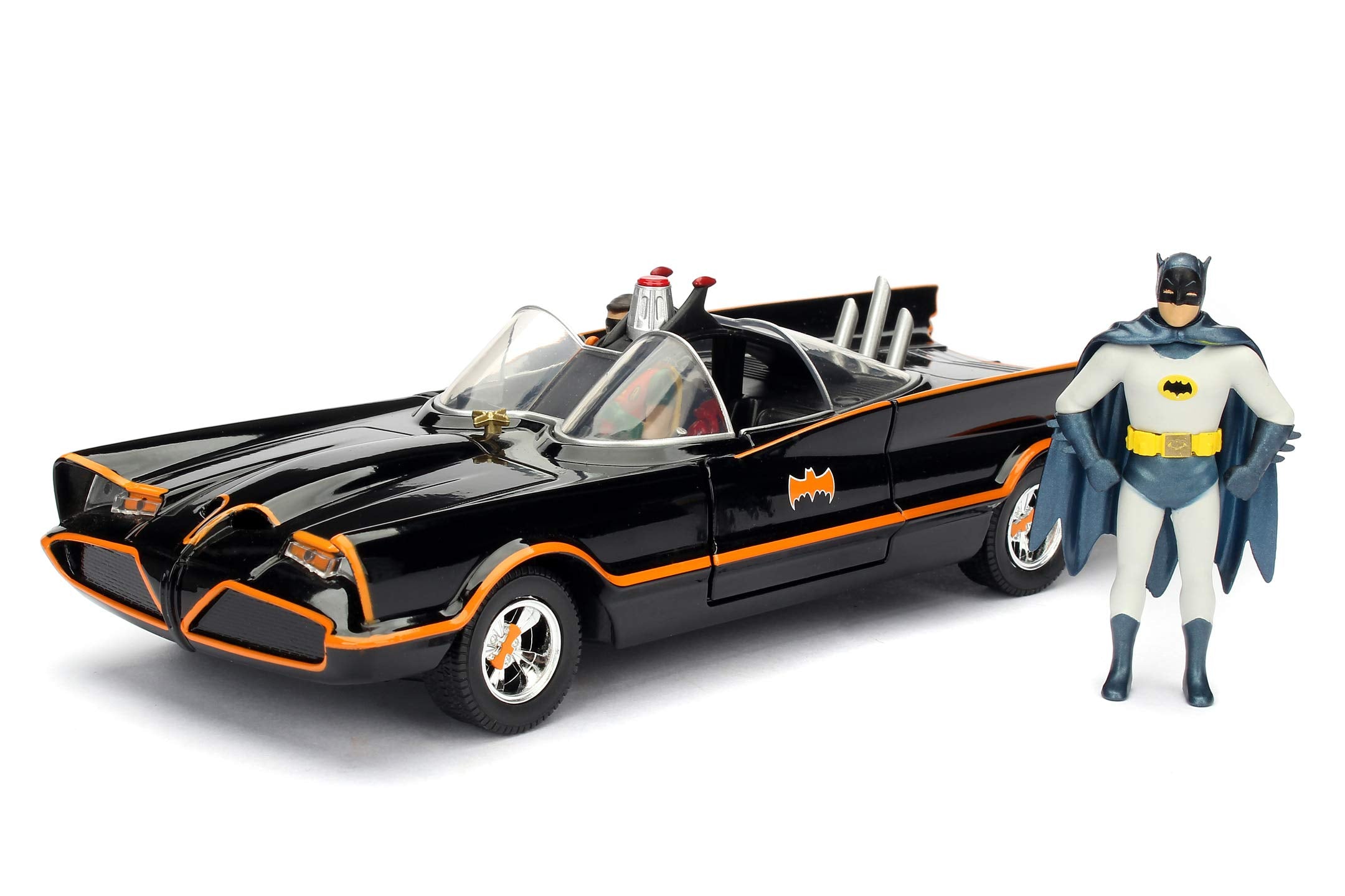 1966 Batman Classic Batmobile 1:24 Scale Die-Cast Replica with Adam West Figure 1