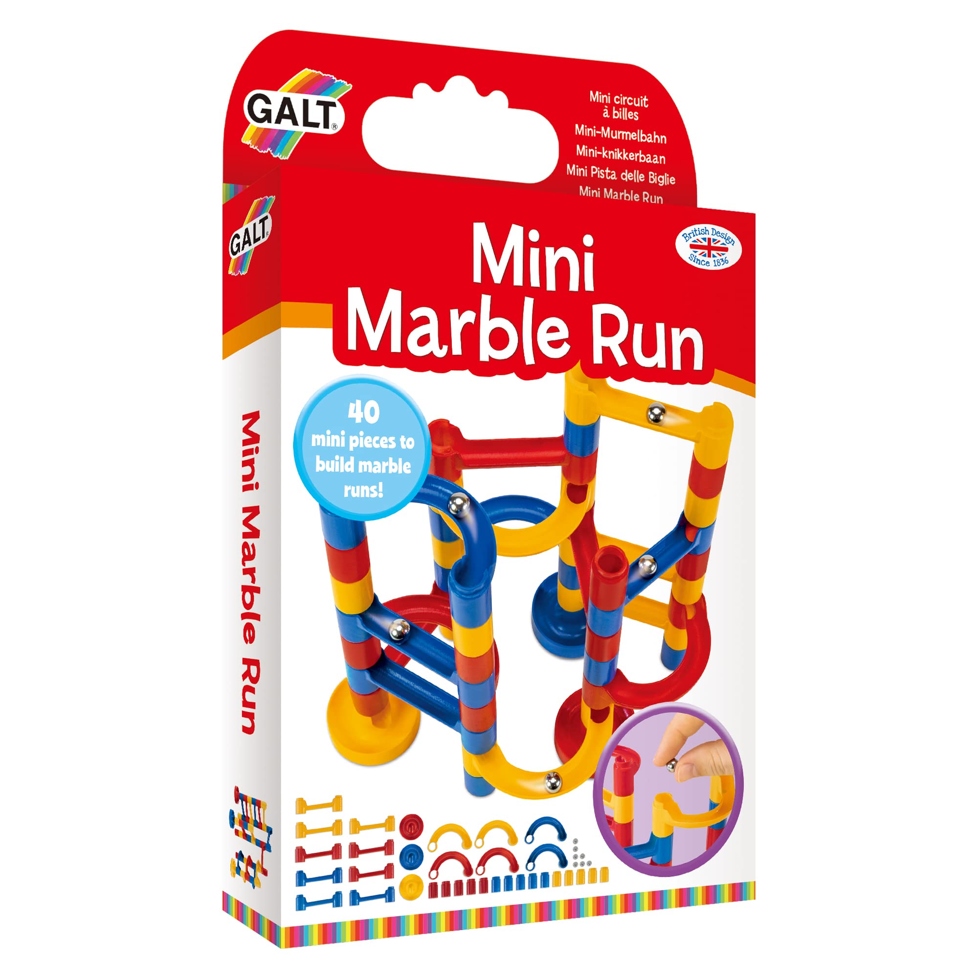 Galt, Mini Marble Run - Build, Design and Race Marble Runs - Educational STEM Toy for Kids 5+ 1