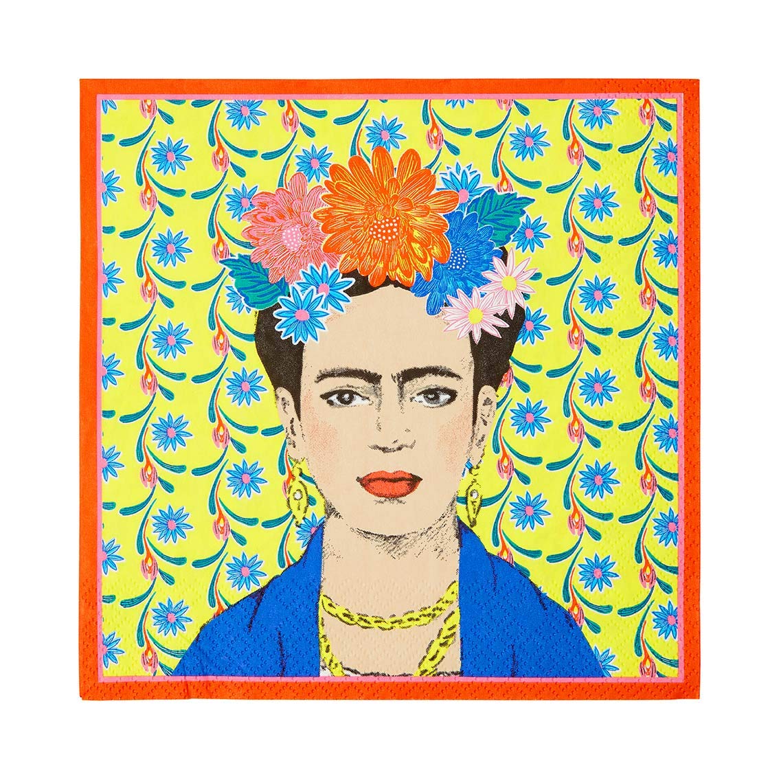 Talking Tables Frida Kahlo Paper Napkins - Yellow, 33cm x 33cm, 20 Pack 1