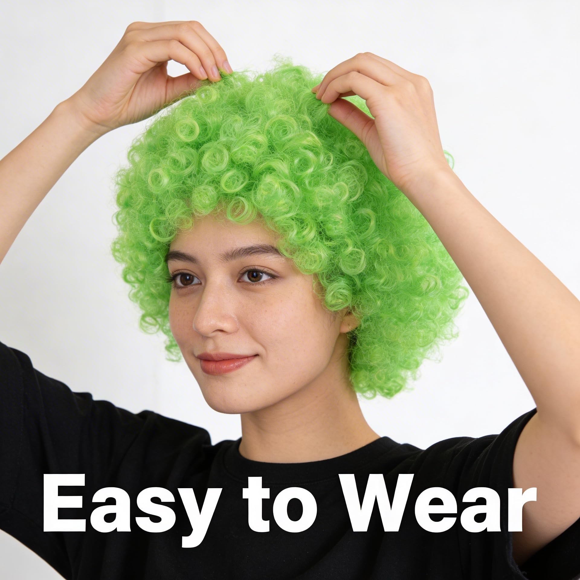 SHATCHI Unisex Adult Green Curly Bouncy Afro Wig | Fir Resistant Material | Adjustable Fit 8