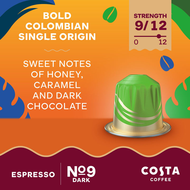 L"OR - Costa Bold Colombian Single Origin Aluminium Coffee Pods (Pack of 10)
