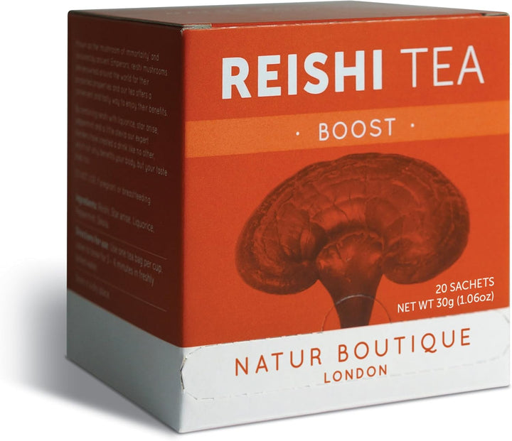 Natur Boutique Reishi Tea Sachets - 20 Count Herbal Tea with Reishi Mushroom, Star Anise, Licorice & Peppermint