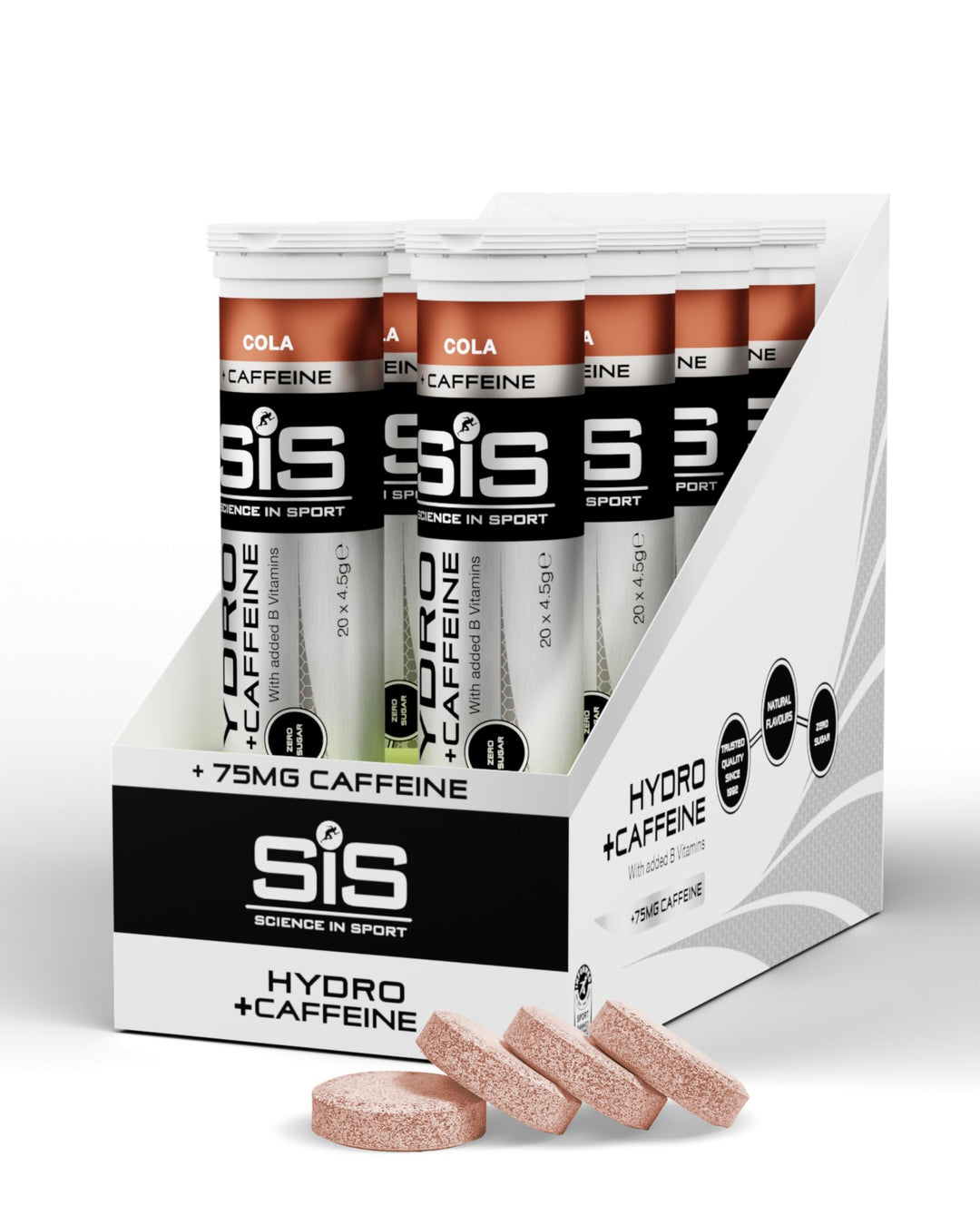 Science in Sport GO Hydro Electrolyte Tablets with Caffeine – Cola Flavor, 160 Tablets (8 x 20), Zero Sugar, Vegan