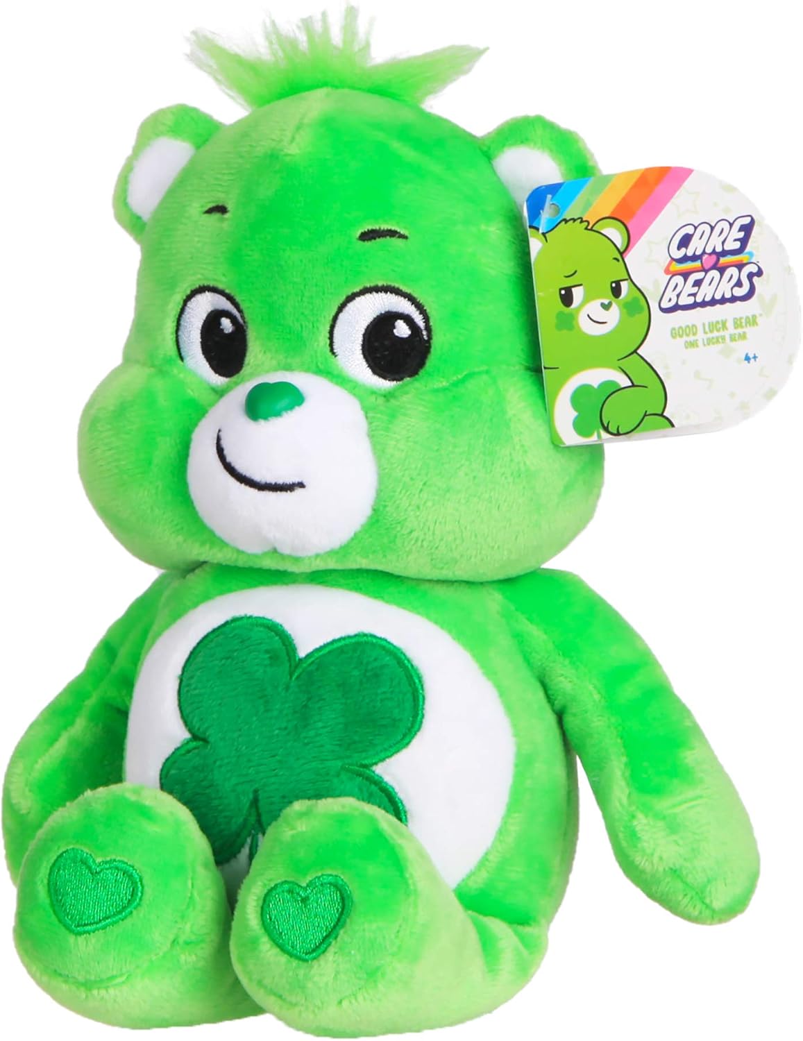 Care Bears Good Luck Bear 9 Inch Plush Toy - Green Four-Leaf Clover Collectible 4