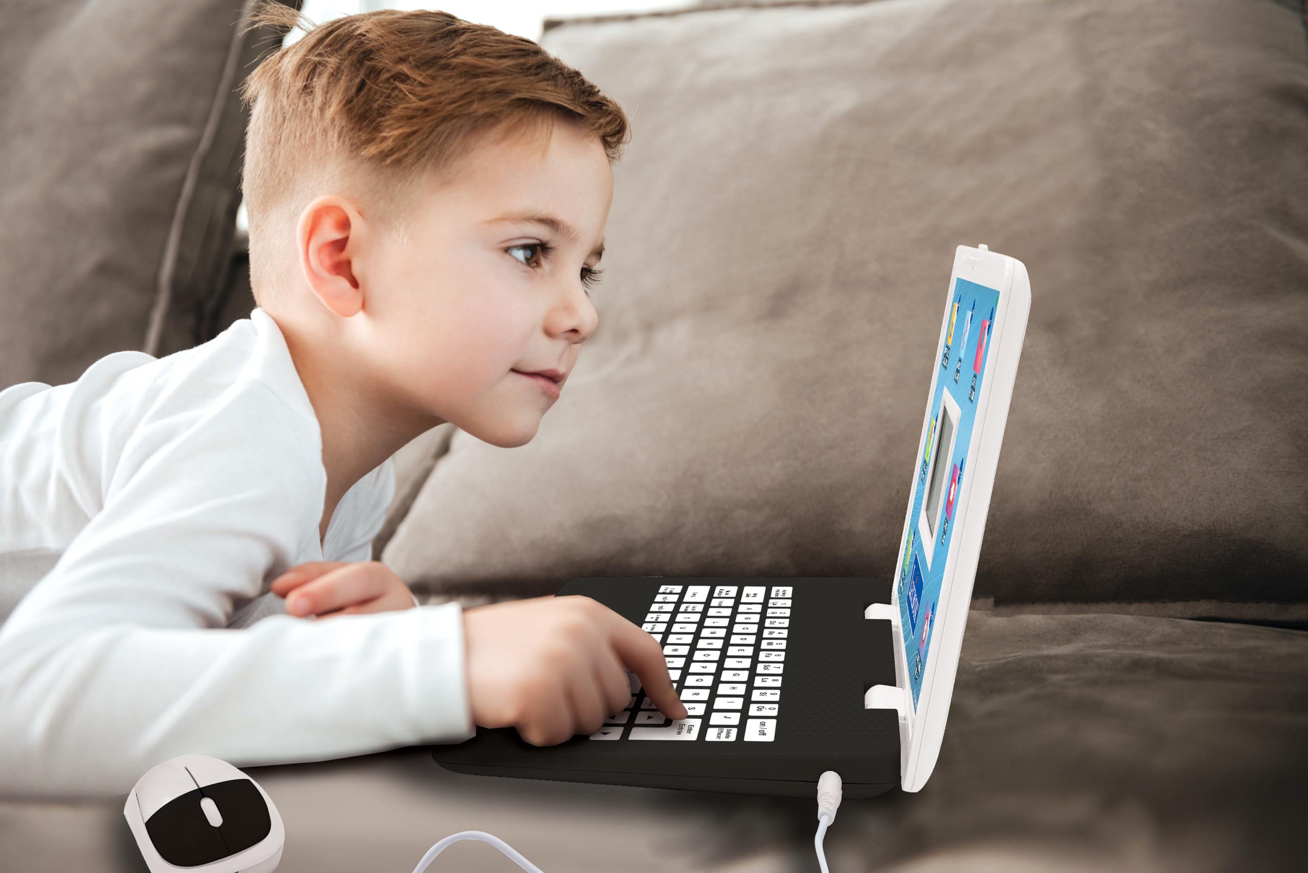 LEXIBOOK Bilingual Educational Laptop (English/French) with 124 Activities for Ages 6+ 7