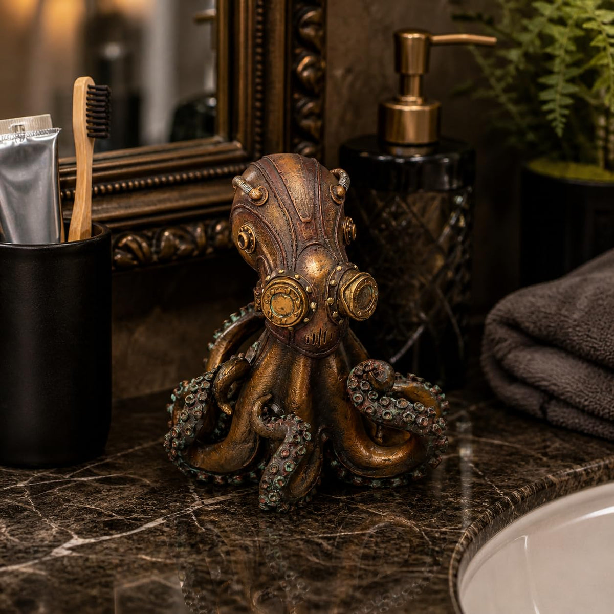 Nemesis Now Steampunk Octopus Figurine - Resin, Bronze