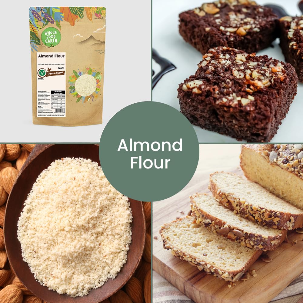 Wholefood Earth Almond Flour 250g | GMO-Free | High Fibre | Vegan | Recyclable Packaging