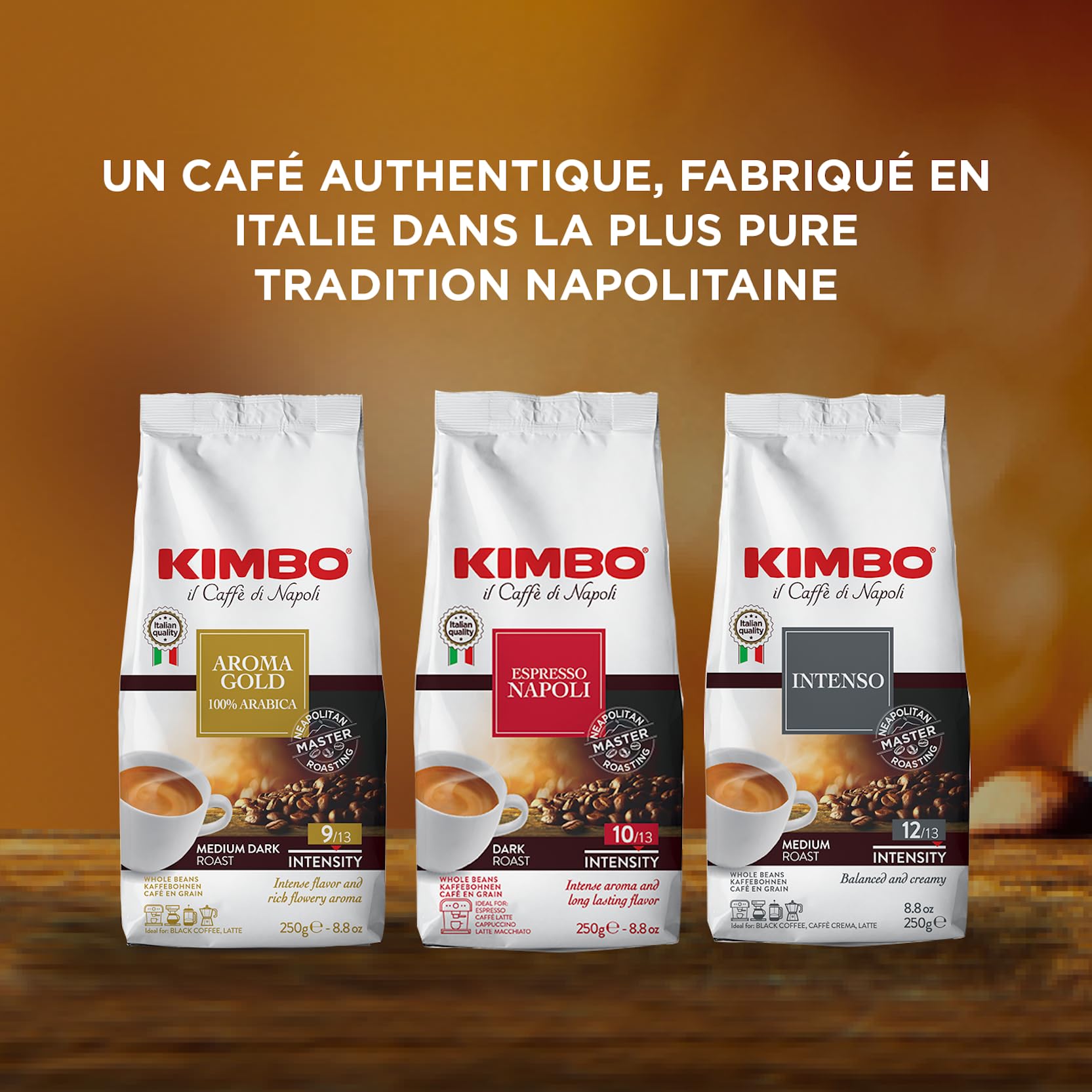 Kimbo Aroma Gold - 100% Arabica Whole Coffee Beans, Medium Dark Roast, 250g 13