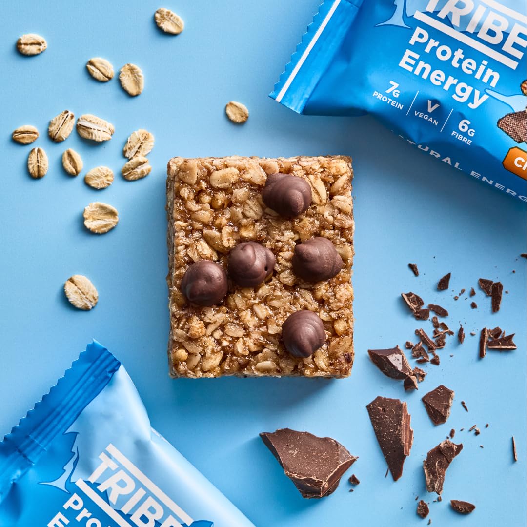 TRIBE Protein Energy Flapjack - Choc Chip - Plant Based, Vegan, High Protein, High Fibre