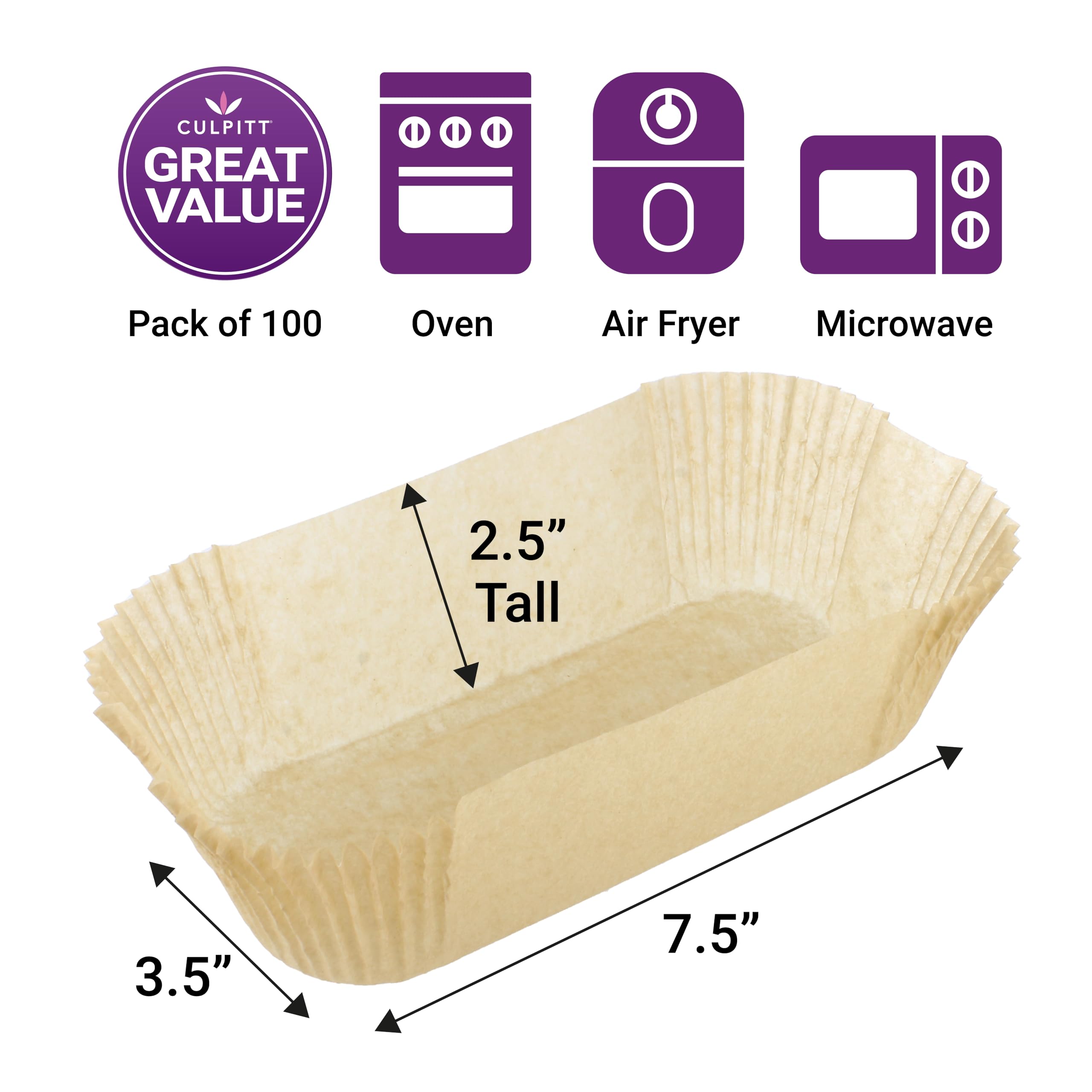 Culpitt 2lb Loaf Tin Liners 100 Pack - Non-Stick Siliconised Greaseproof Baking Paper for Ovens & Air Fryers 7