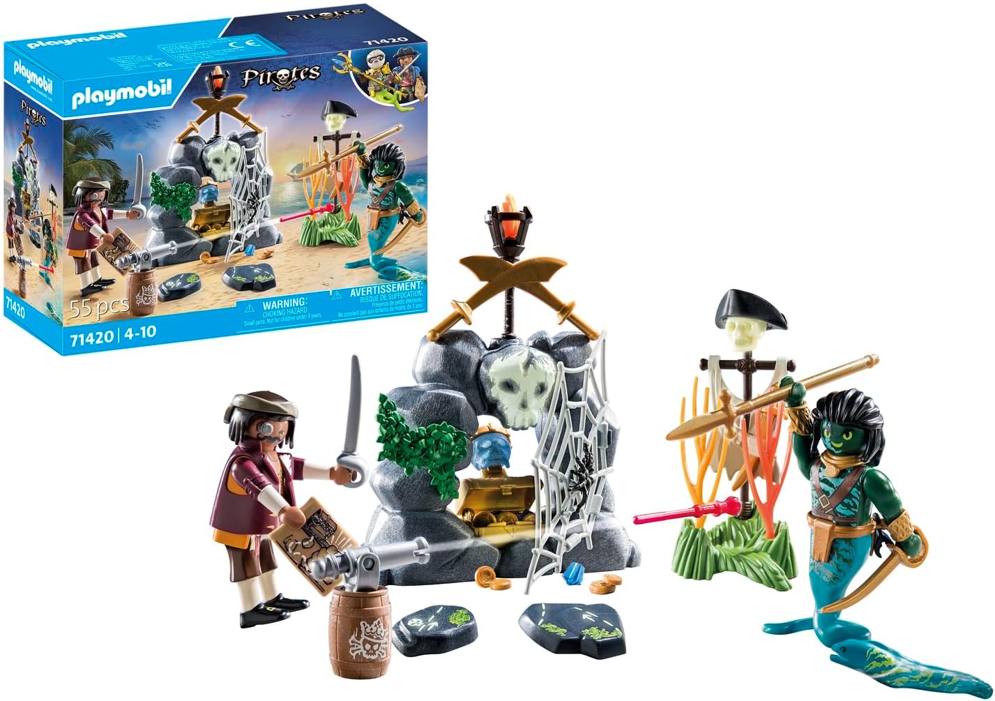 Playmobil Pirates: Pirate vs. Deeper – Treasure Hunt Playset for Kids 4+ 1