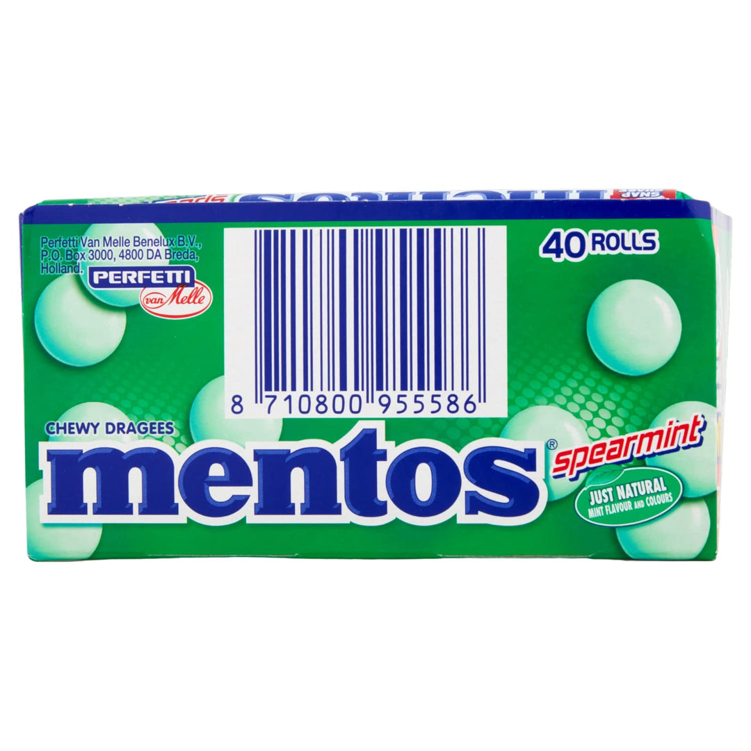 Mentos Spearmint Soft Mints - Refreshing Chewy Sweets with Natural Colours, Vegetarian Friendly - 40 Rolls