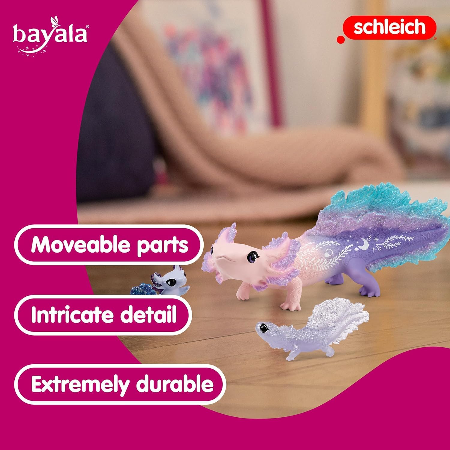 Schleich Bayala 42628 Axolotl Salamander Playset - 3-Piece Magical Underwater Figures 8