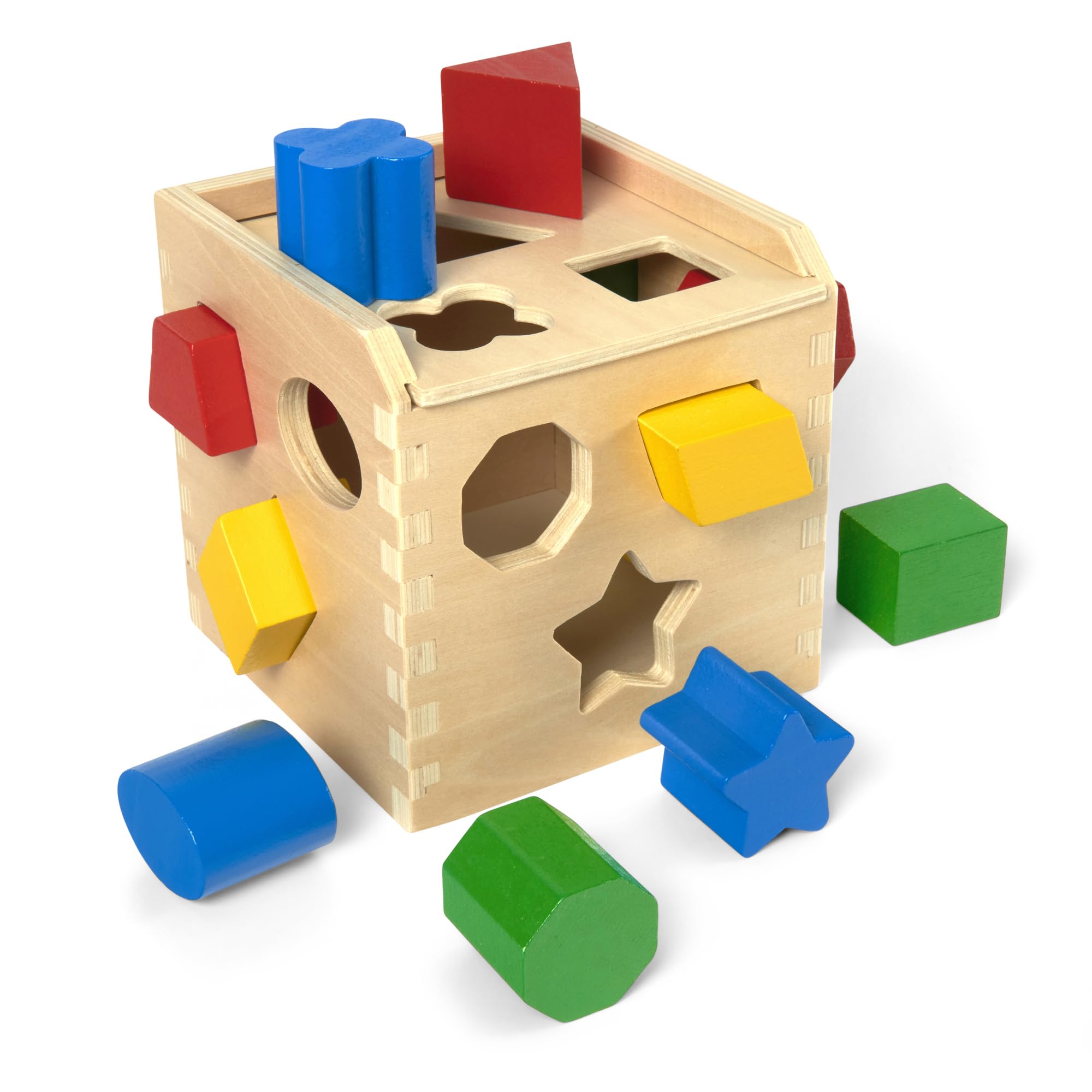 Melissa & Doug Wooden Shape Sorting Cube - Developmental Toy for Ages 2+ | 12 Shapes Included 1