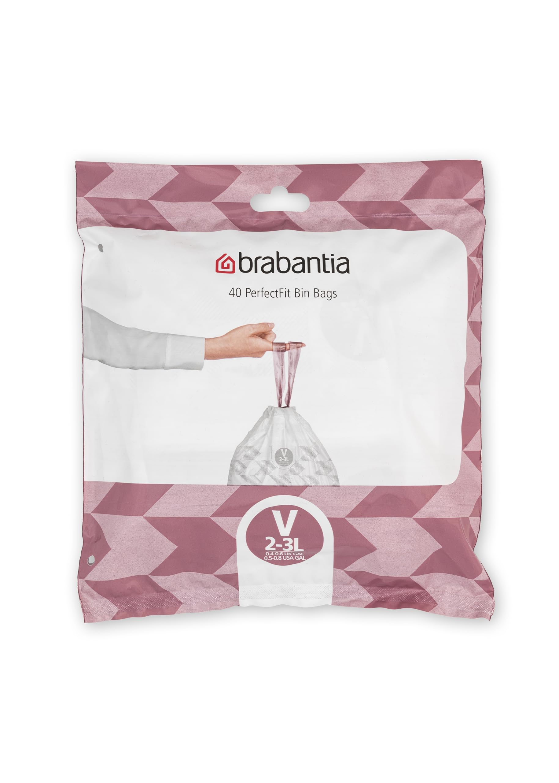 Brabantia PerfectFit Bin Liners - Tear-Resistant Plastic Bags with Tie Tape, 3 Litre, 40 Count, White