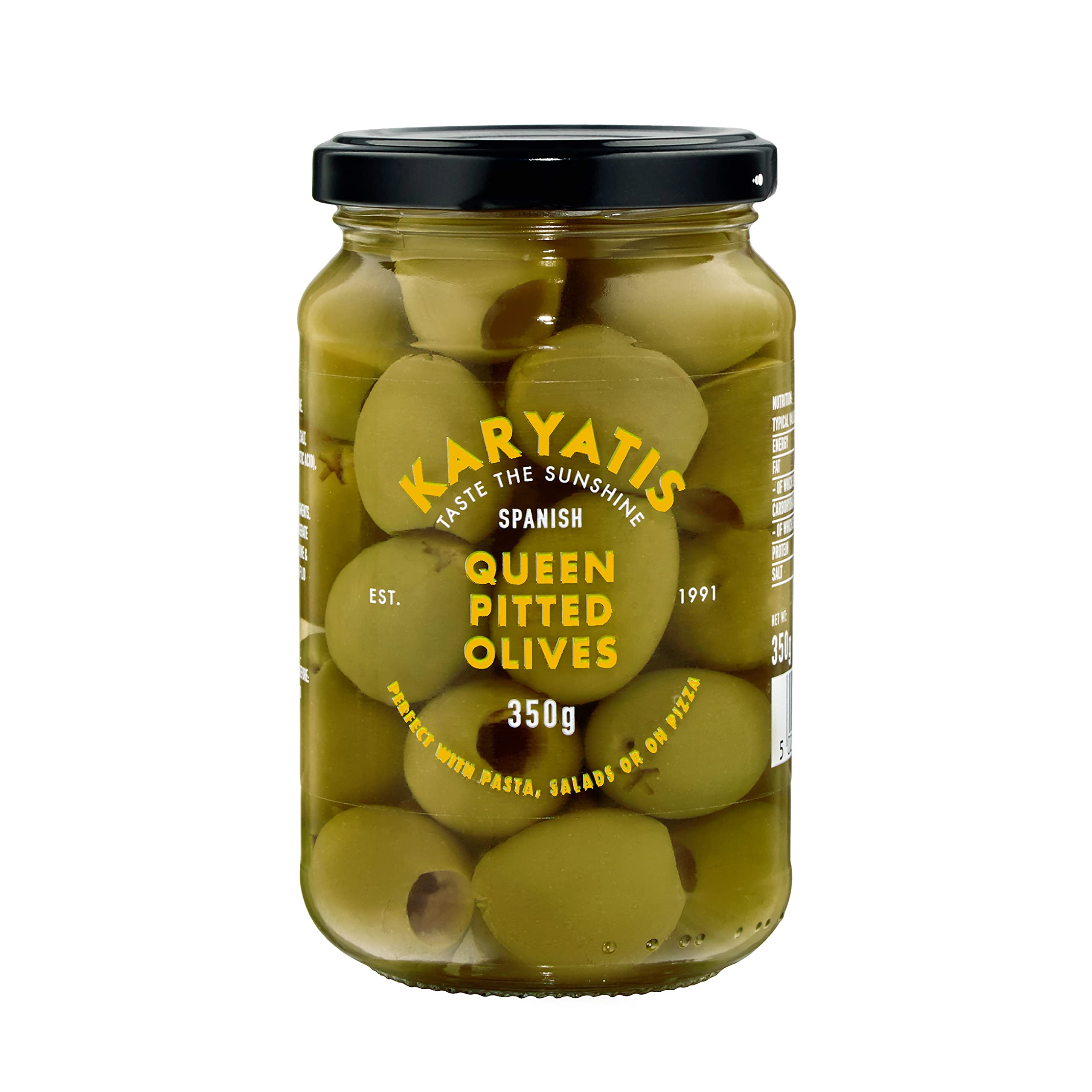 Karyatis Spanish Green Queen Olives in Brine, 350g Glass Jar 1