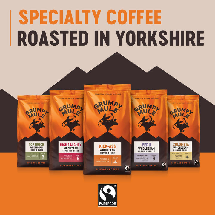 Grumpy Mule Kick-Ass House Blend Ground Coffee with Notes of Caramel and Milk Chocolate