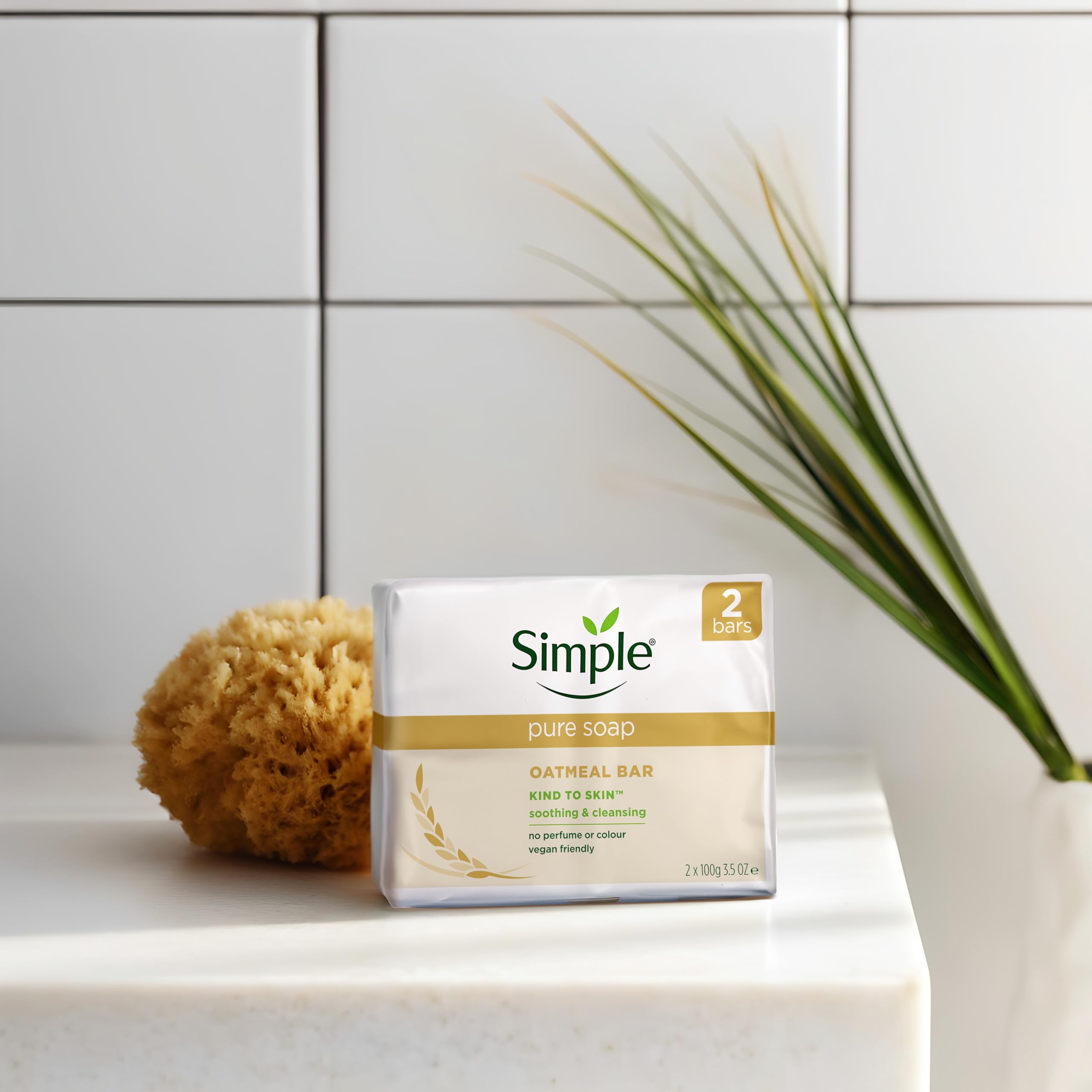 Simple Pure Soap Oatmeal Bar - Fragrance-Free, Gentle Cleansing for Sensitive Skin | 2 x 100g Bars 5