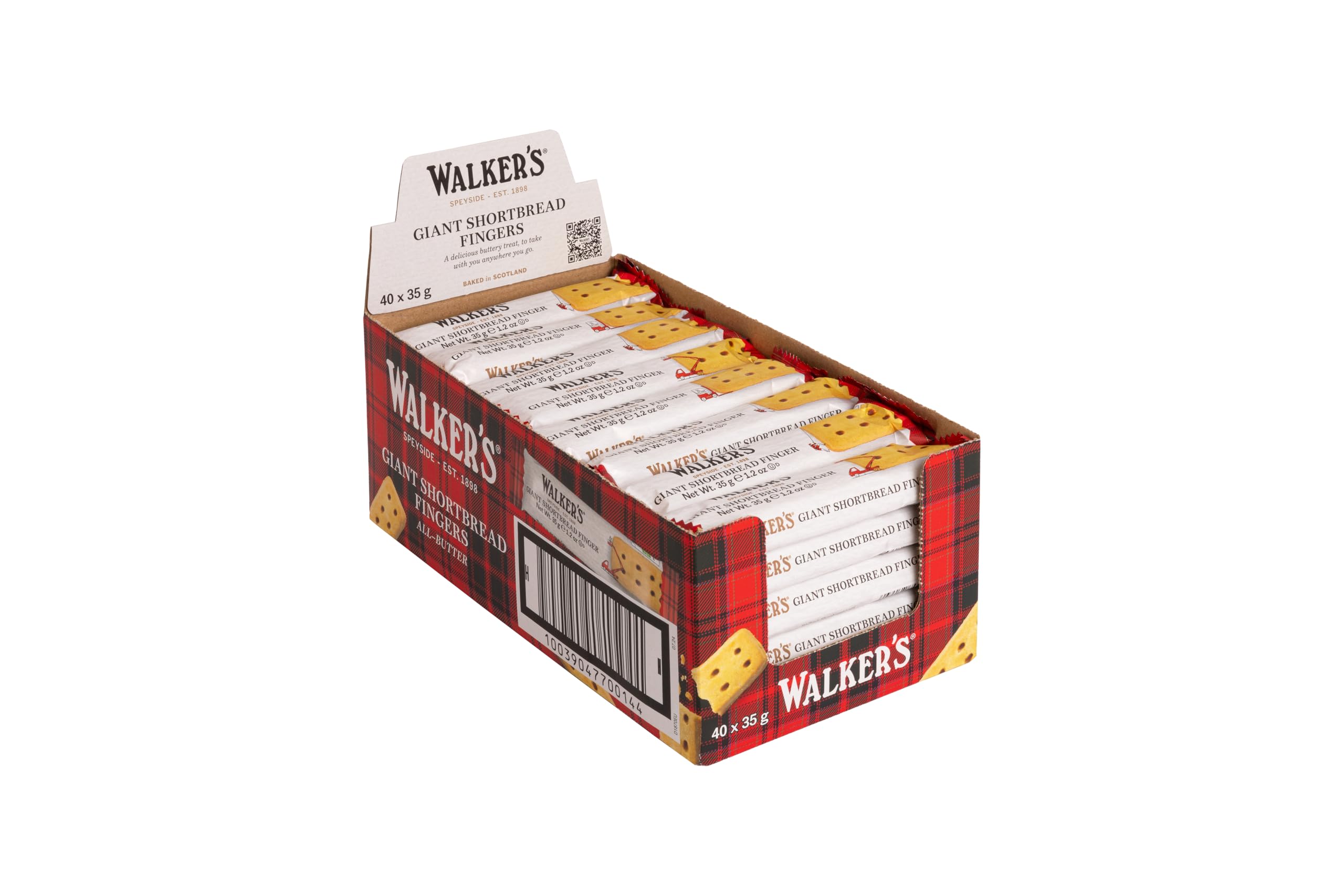 Walker's Shortbread Giant Shortbread Finger (40 x 35g) - Traditional Pure Butter Scottish Recipe