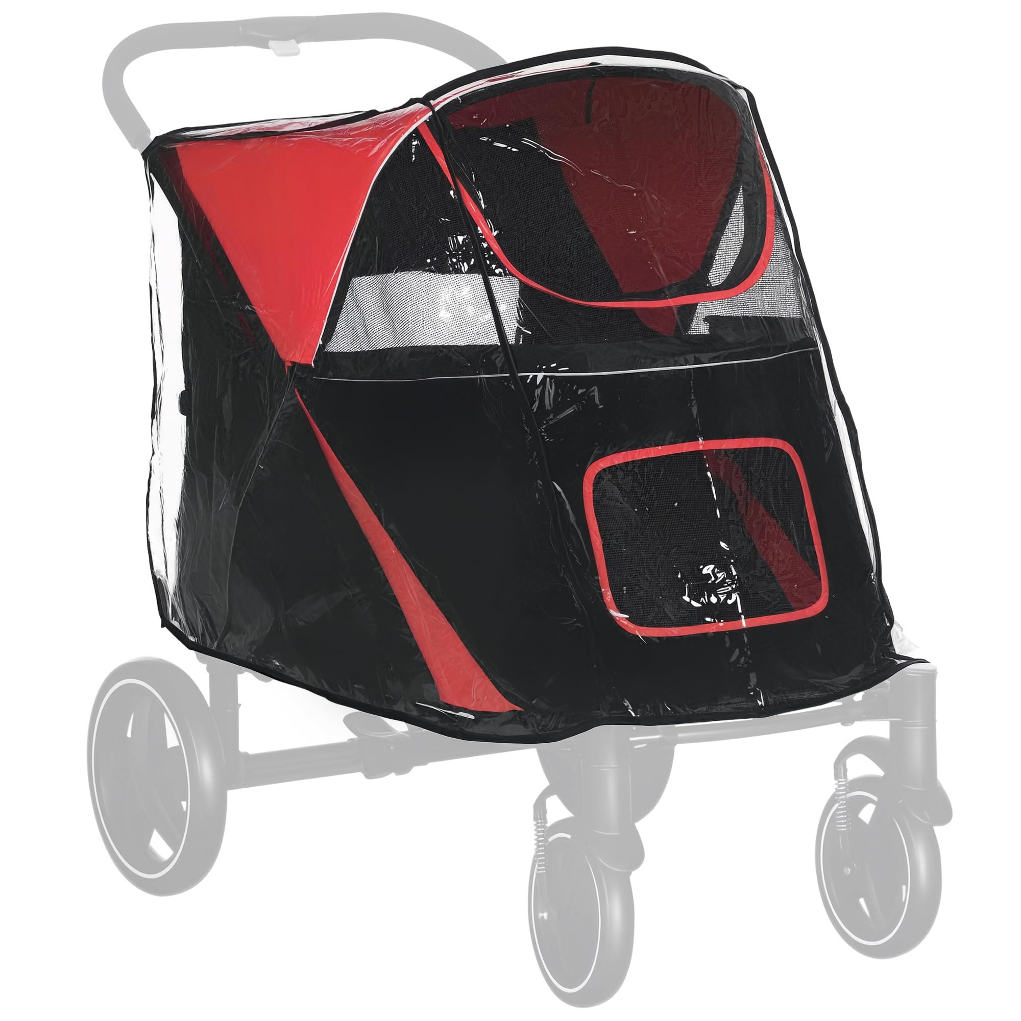 PawHut Dog Stroller Rain Cover - Transparent Plastic | Foldable | Rear Entry