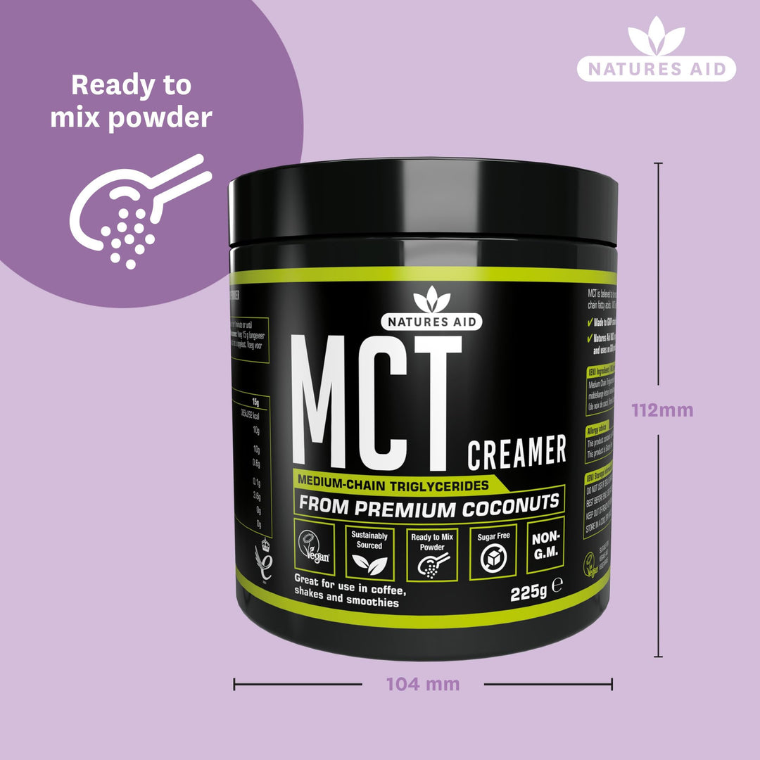 Natures Aid MCT Oil Creamer Powder - Vegan, Sustainably Sourced, Rapidly Absorbed for Energy - 100% Coconut Oil