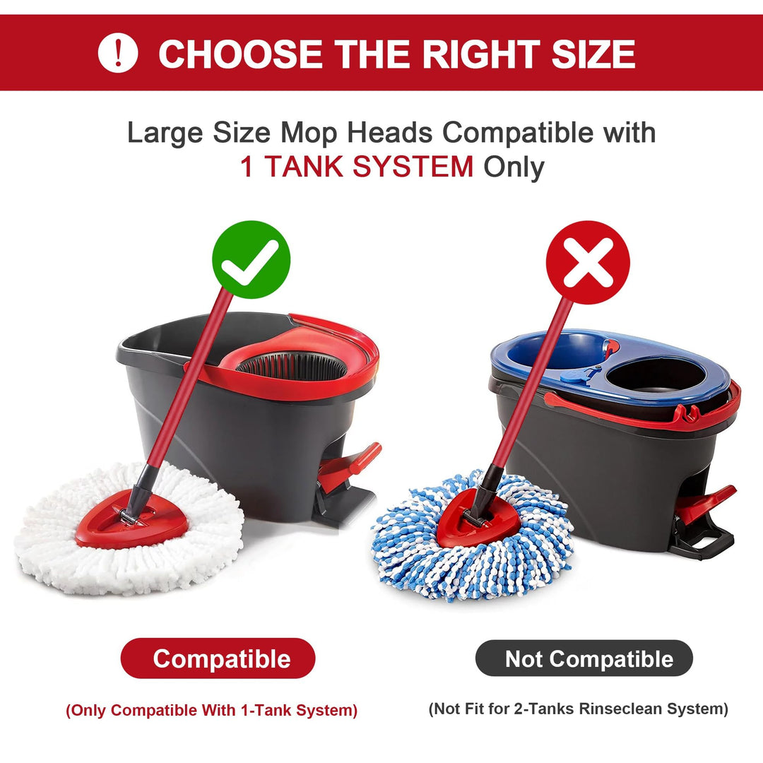 Tidy Monster - 4 Pack Microfiber Mop Head Replacement for Vileda EasyWring 1-Tank Spin Mop
