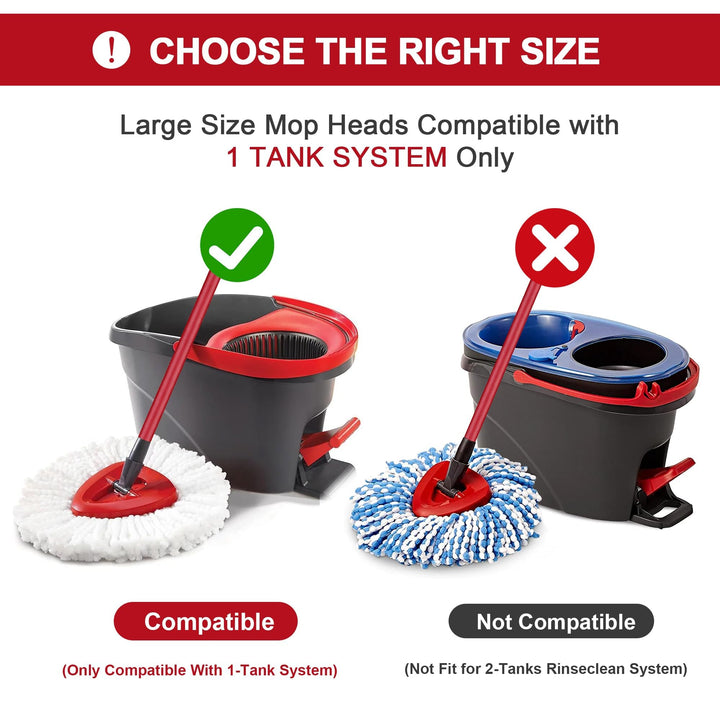 Tidy Monster - 4 Pack Microfiber Mop Head Replacement for Vileda EasyWring 1-Tank Spin Mop