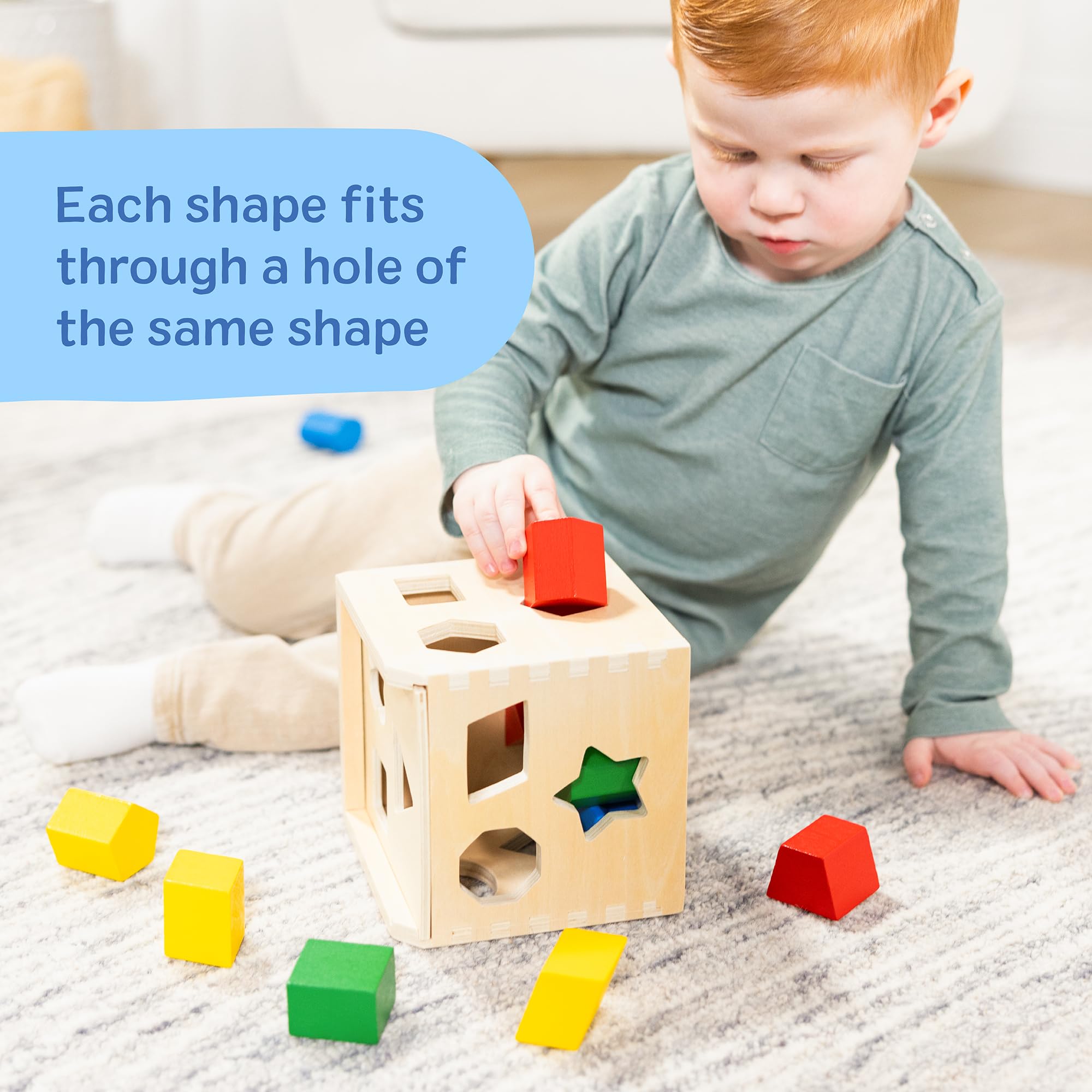 Melissa & Doug Wooden Shape Sorting Cube - Developmental Toy for Ages 2+ | 12 Shapes Included 8
