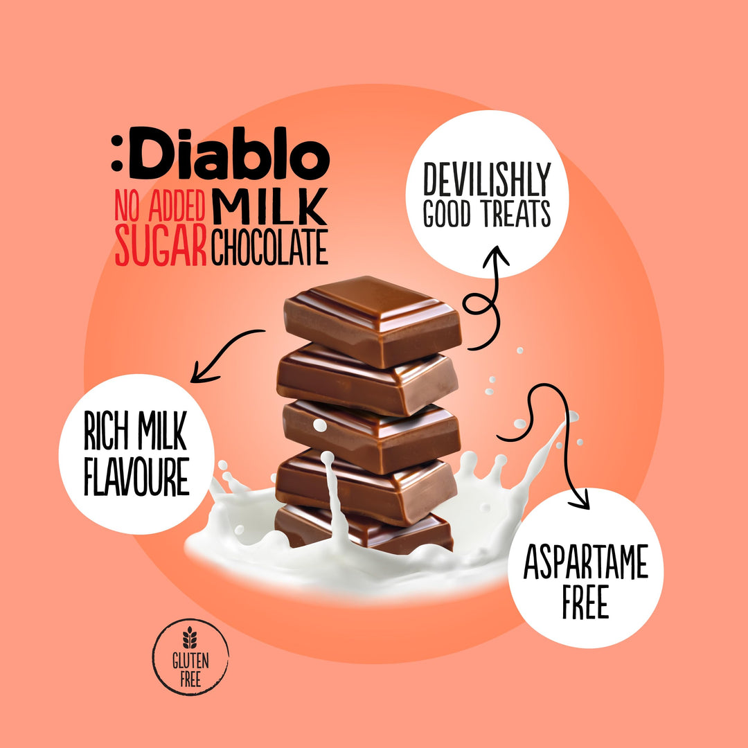 Diablo Milk Chocolate - Maltitol Sweetened, No Added Sugar, Gluten Free
