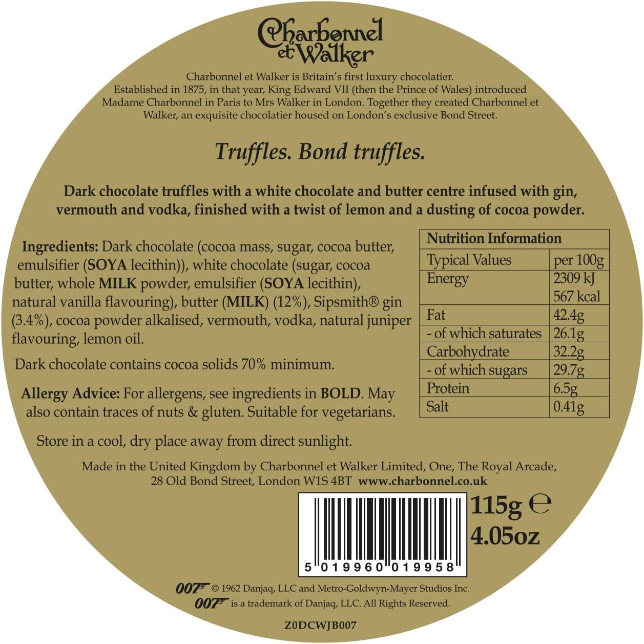 Charbonnel & Walker James Bond 007 Dry Martini Truffles