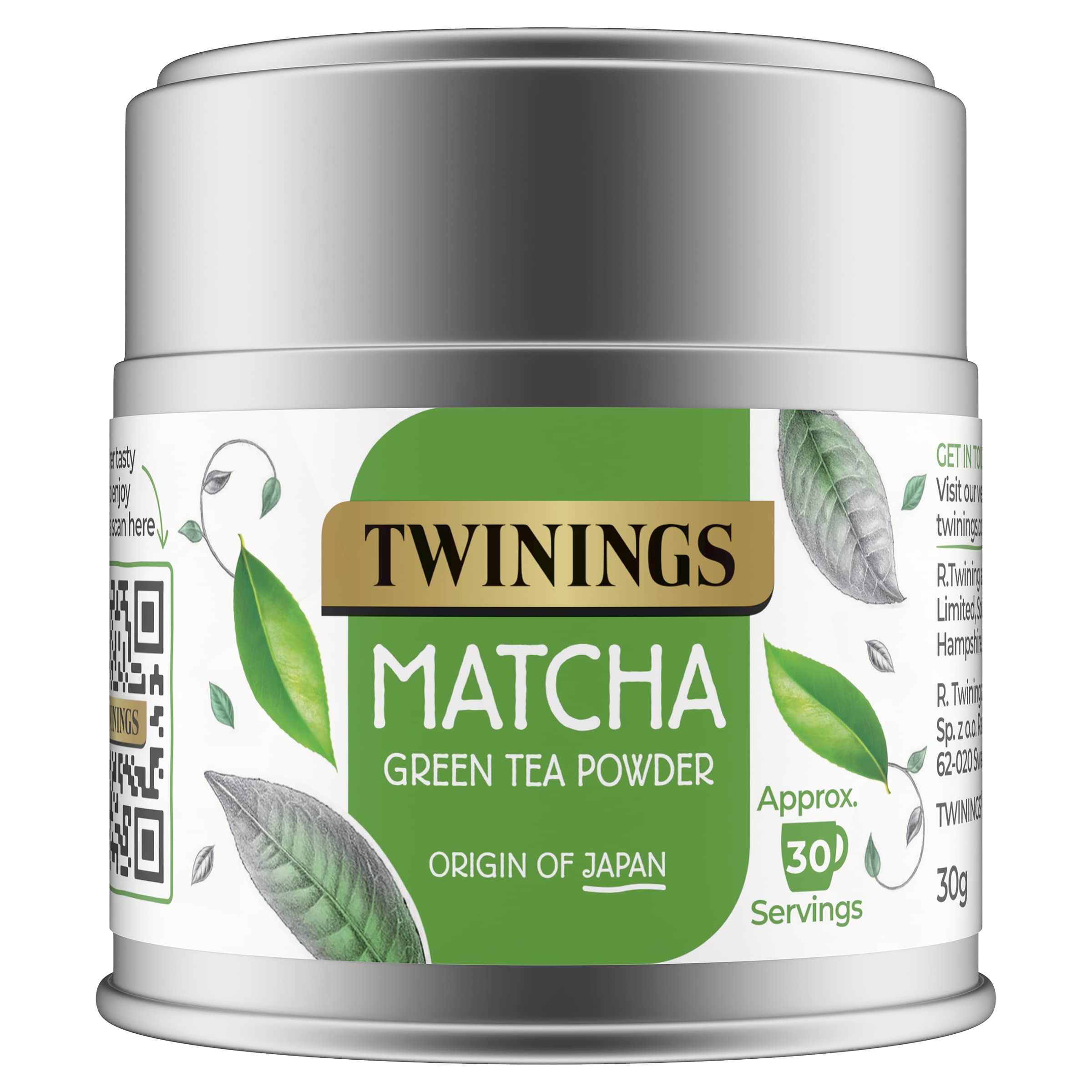 Twinings Organic Ceremonial Grade Matcha Green Tea Powder - 30g Tin | Energy & Mental Clarity