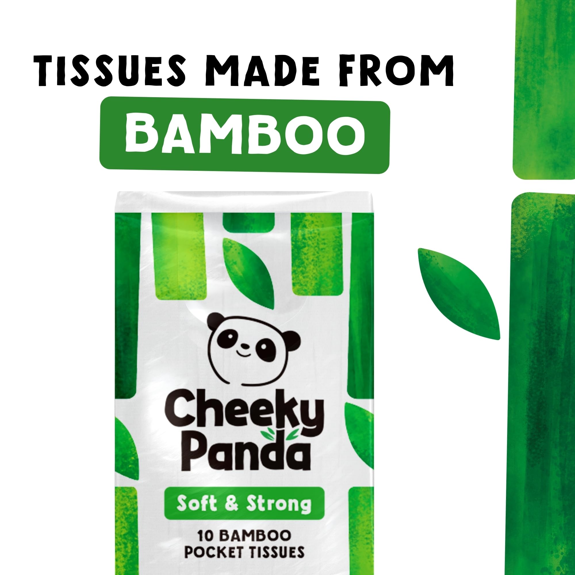 The Cheeky Panda Bamboo Pocket Tissues - 8 Pack of 10, Hypoallergenic & Ultra Soft Travel Tissues 2