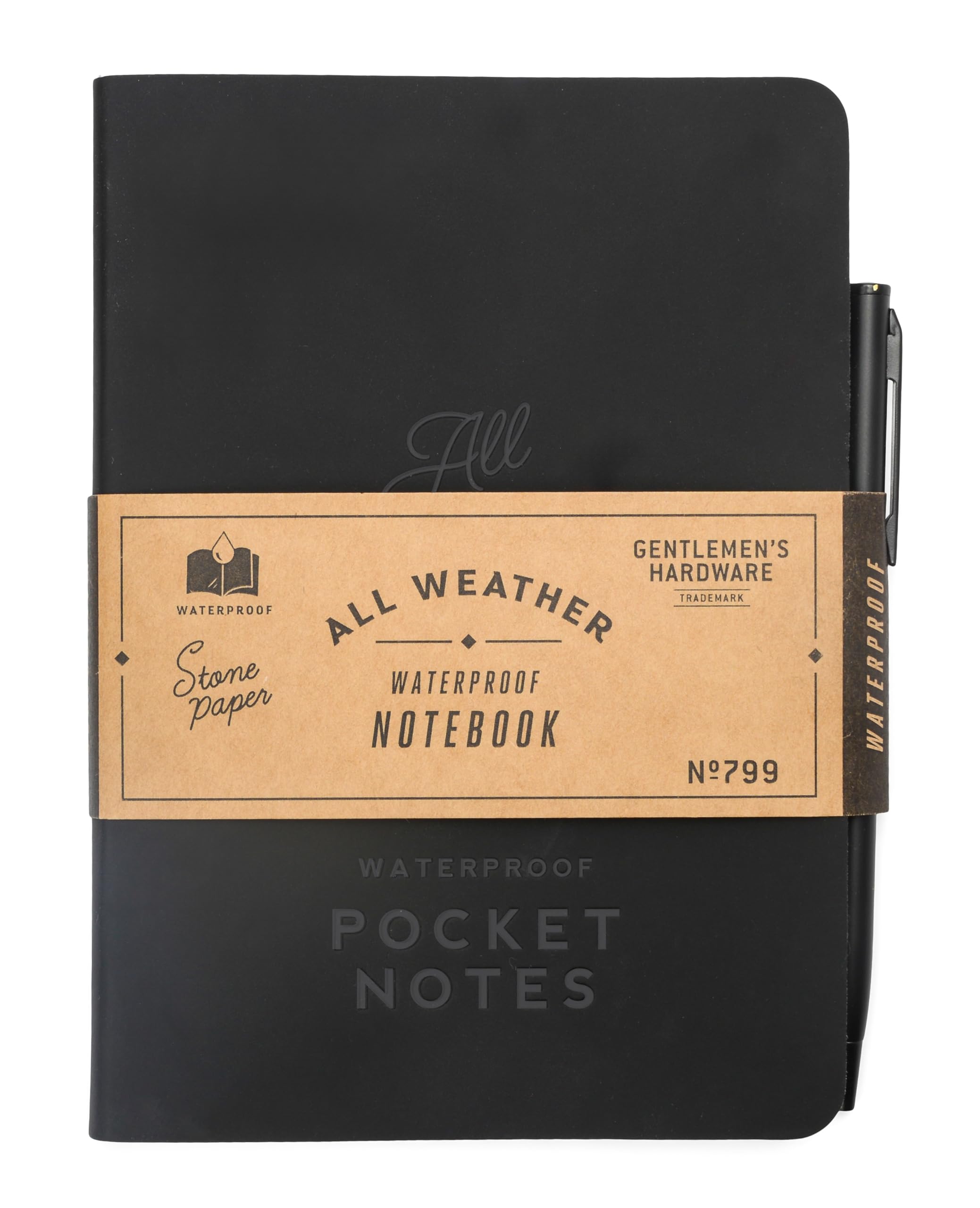 Gentlemen's Hardware Waterproof Pocket Notebook - 104 Pages Stone Paper | Ballpoint Pen Included 1