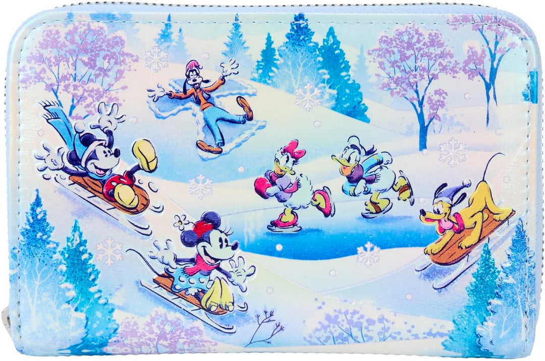 Loungefly Disney Mickey and Friends Winter Wonderland Scene Zip Around Wallet (WDWA3158)