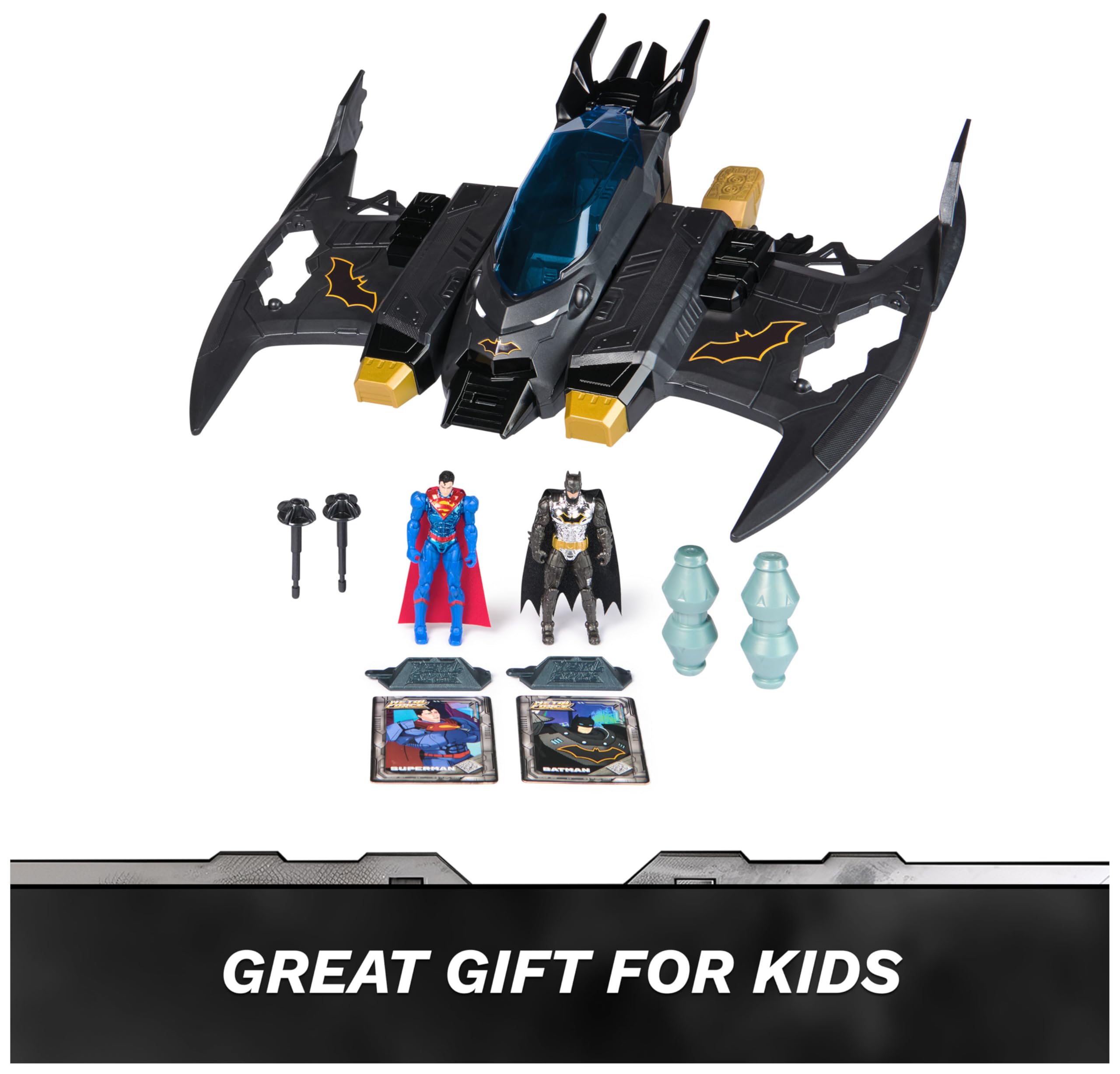 Metal Force Transforming Batwing - 2-in-1 Playset with Figures & Cards 10