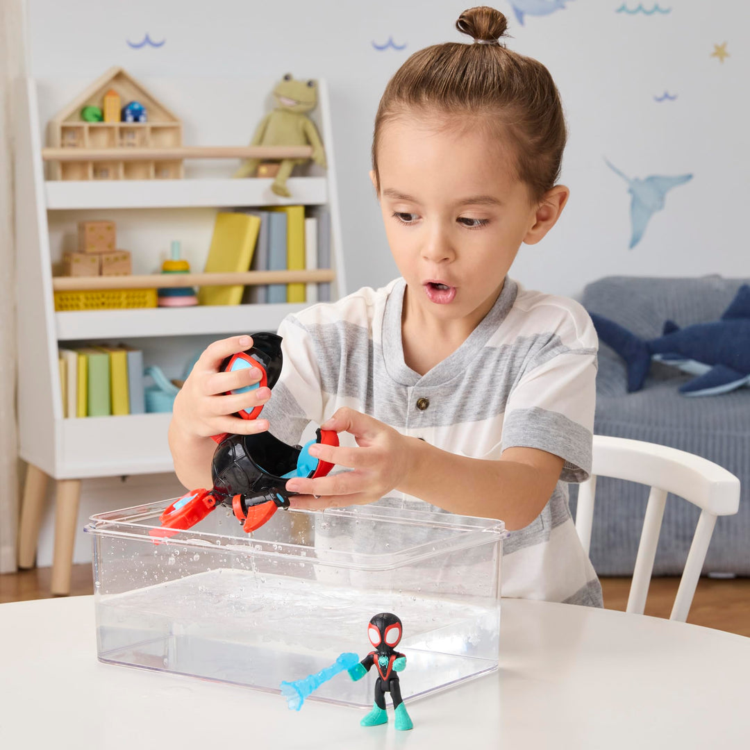 Spidey and His Amazing Friends Water-Webs Spin Dolphin Submarine Toy - Miles Morales Action Figure & Vehicle Playset, Ages 3+