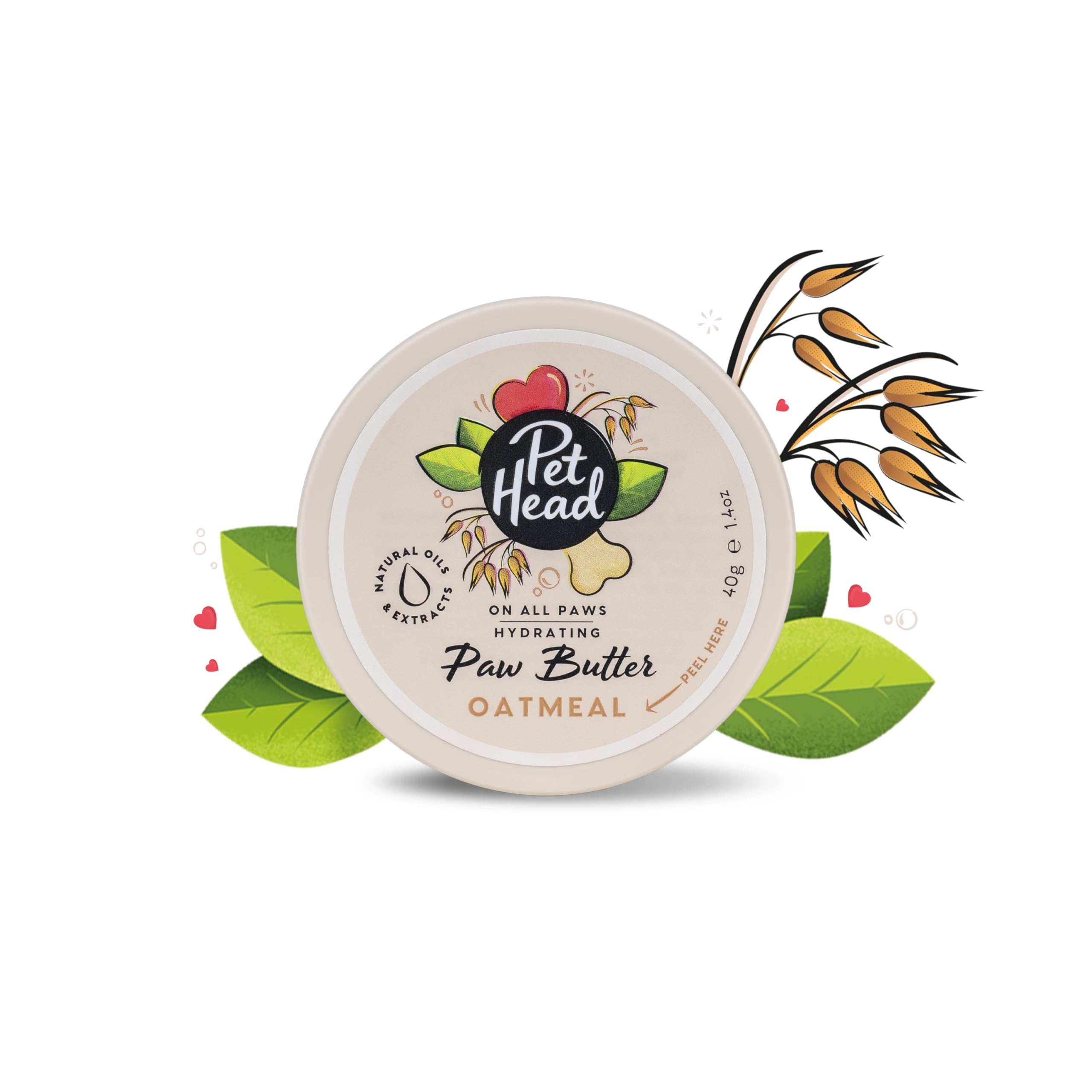 Pet Head On All Paws Oatmeal Paw Butter - Moisturizes & Protects Paws/Noses | All Life Stages | 40g Balm
