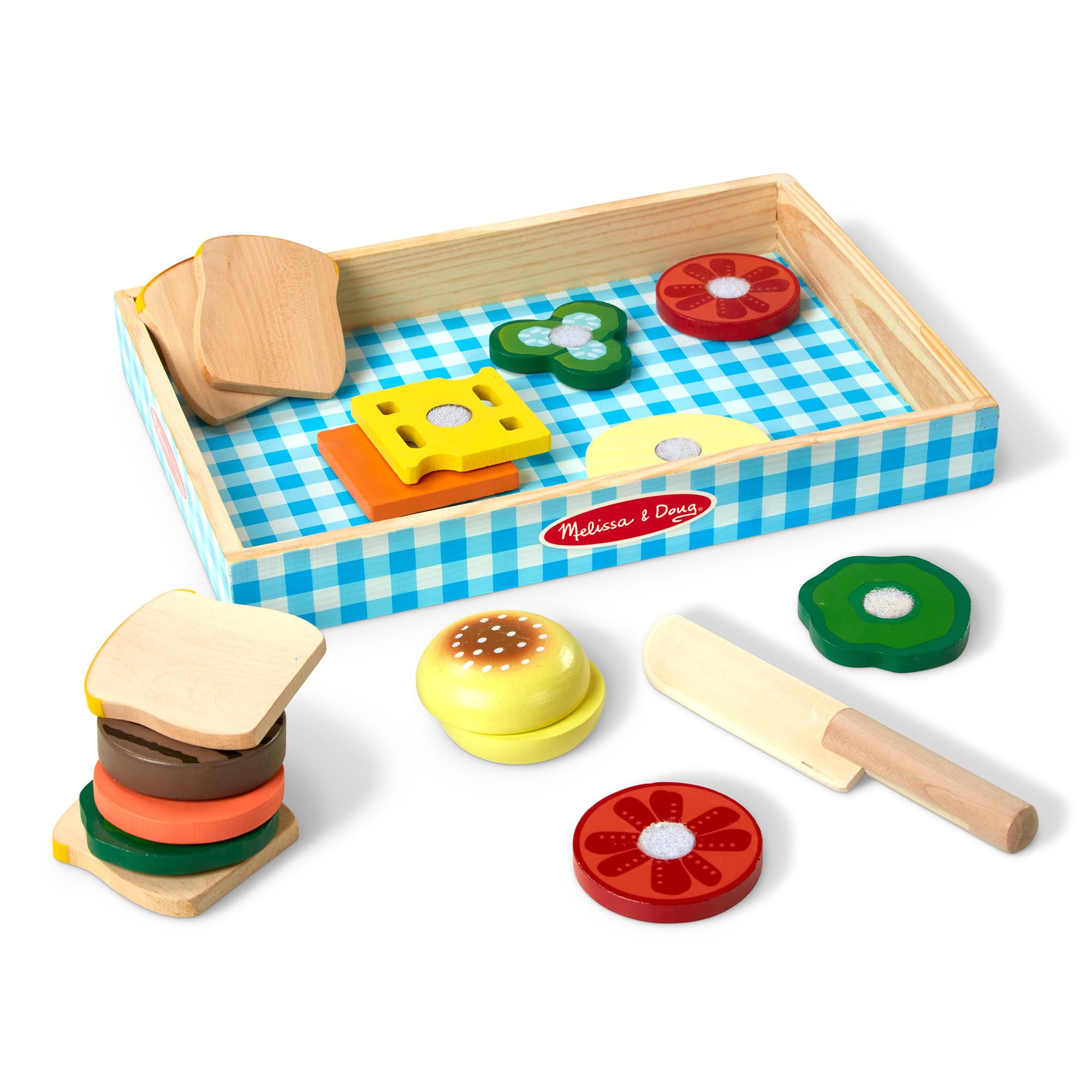 Melissa & Doug Wooden Sandwich Making Set - Pretend Play Food Kit for Ages 3+ 8