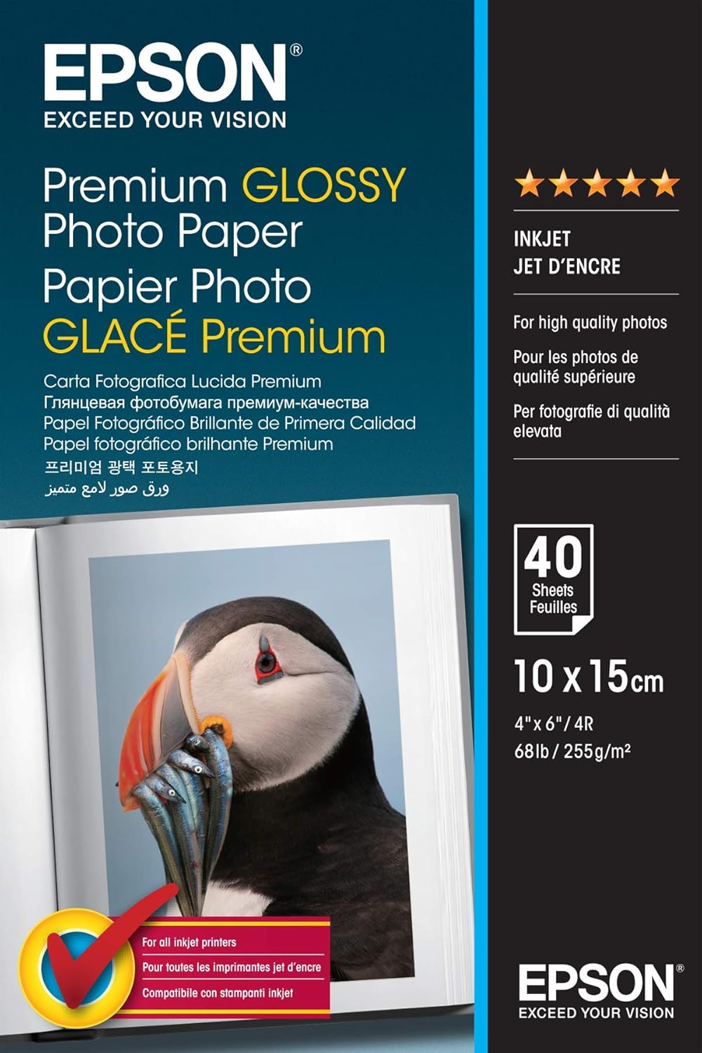 Epson C13S042153 Premium Glossy Photo Paper 100x150mm (40 Sheets) 1