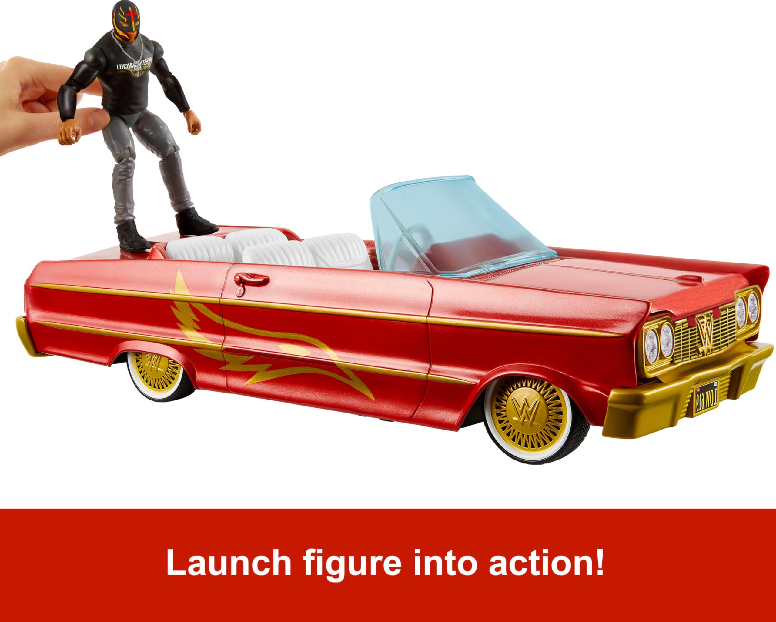 Mattel WWE Rey Mysterio Main Event Action Figure & Lucha Low Rider Vehicle Set | Ages 6+ 3