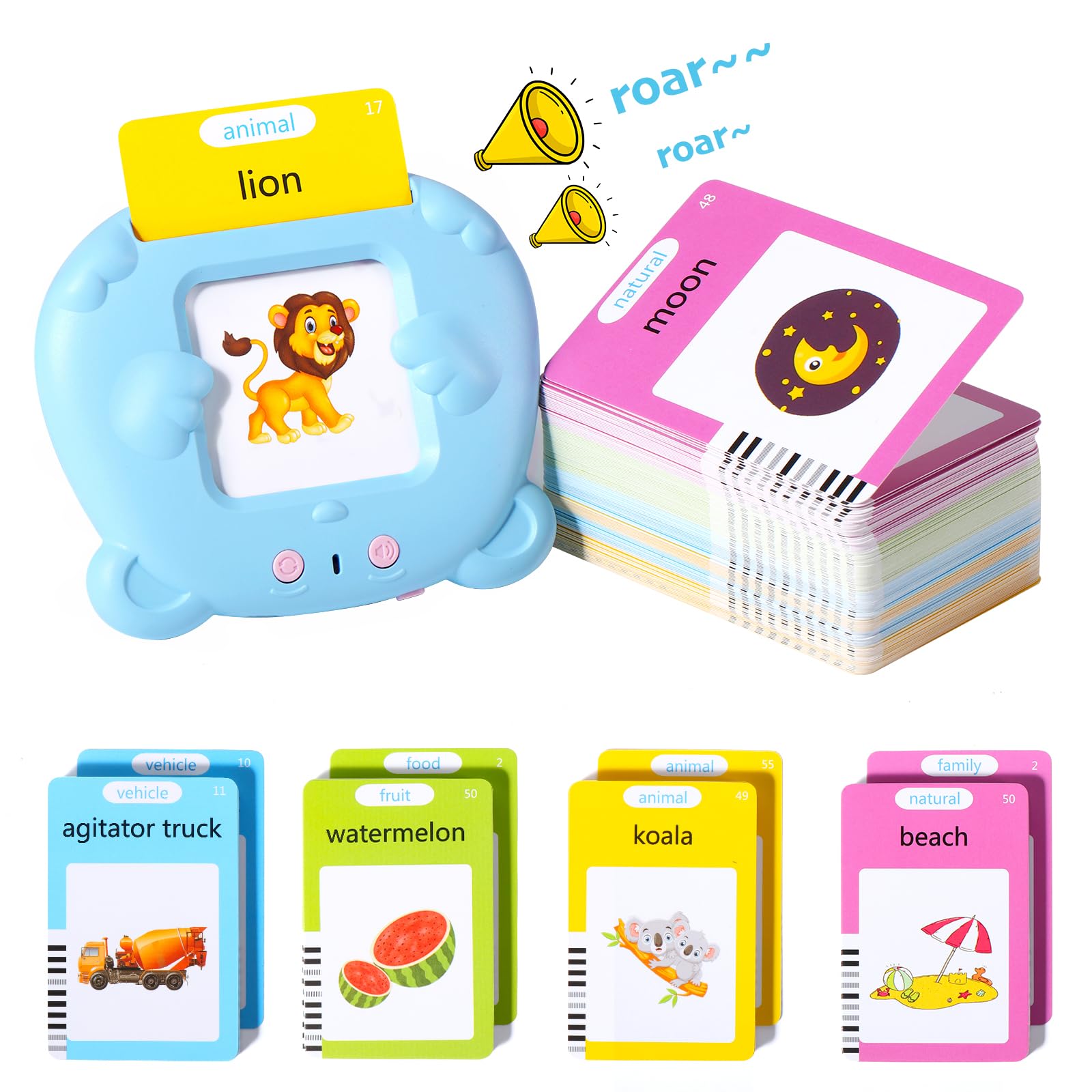 Oderra Talking Flash Cards for Toddlers - 224 Words Interactive Learning Toy for Ages 3+ 1