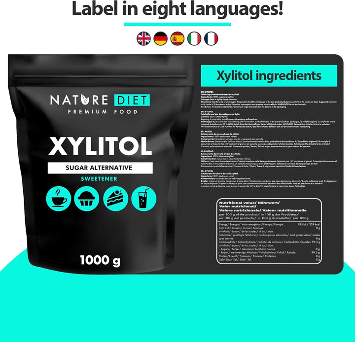 Nature Diet - Xylitol 1 kg | 100% Natural Plant-Based Sweetener | Low Glycemic Sugar Substitute