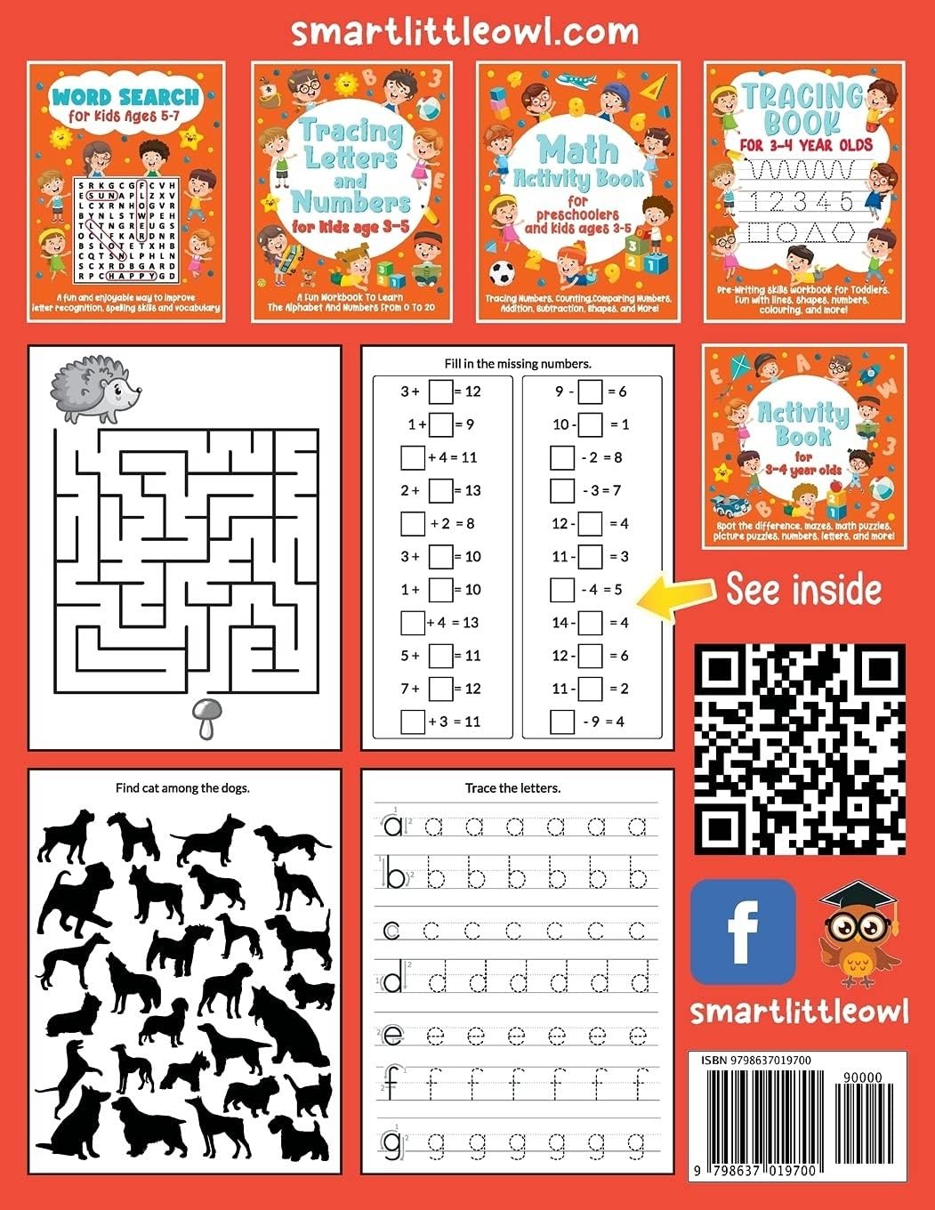Smart Little Owl Activity Book For 5-6 Year Olds: Mazes, Spot the Difference, Math Puzzles | Paperback 2