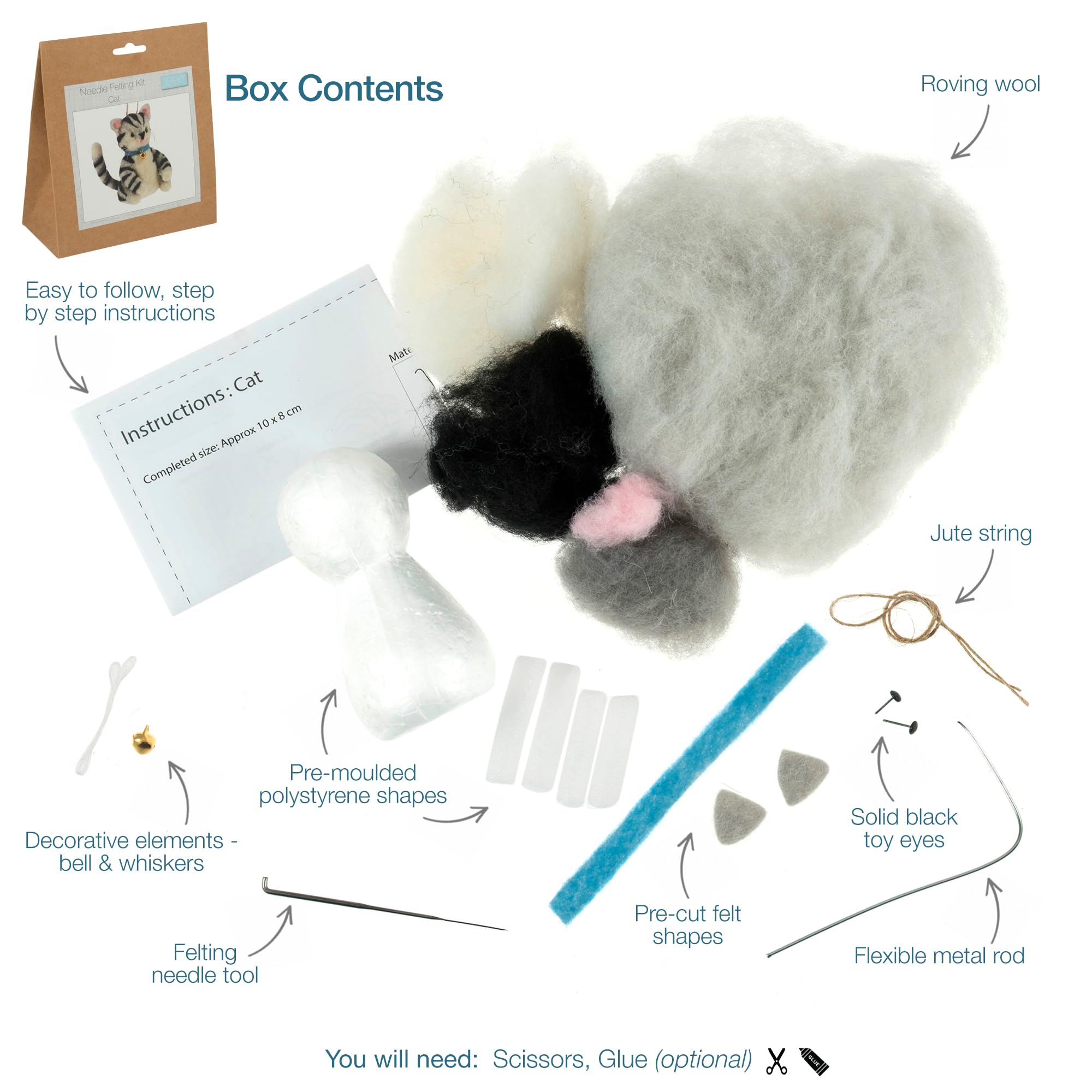 Trimits Needle Felting Craft Kit - Cat Design for Beginners 4